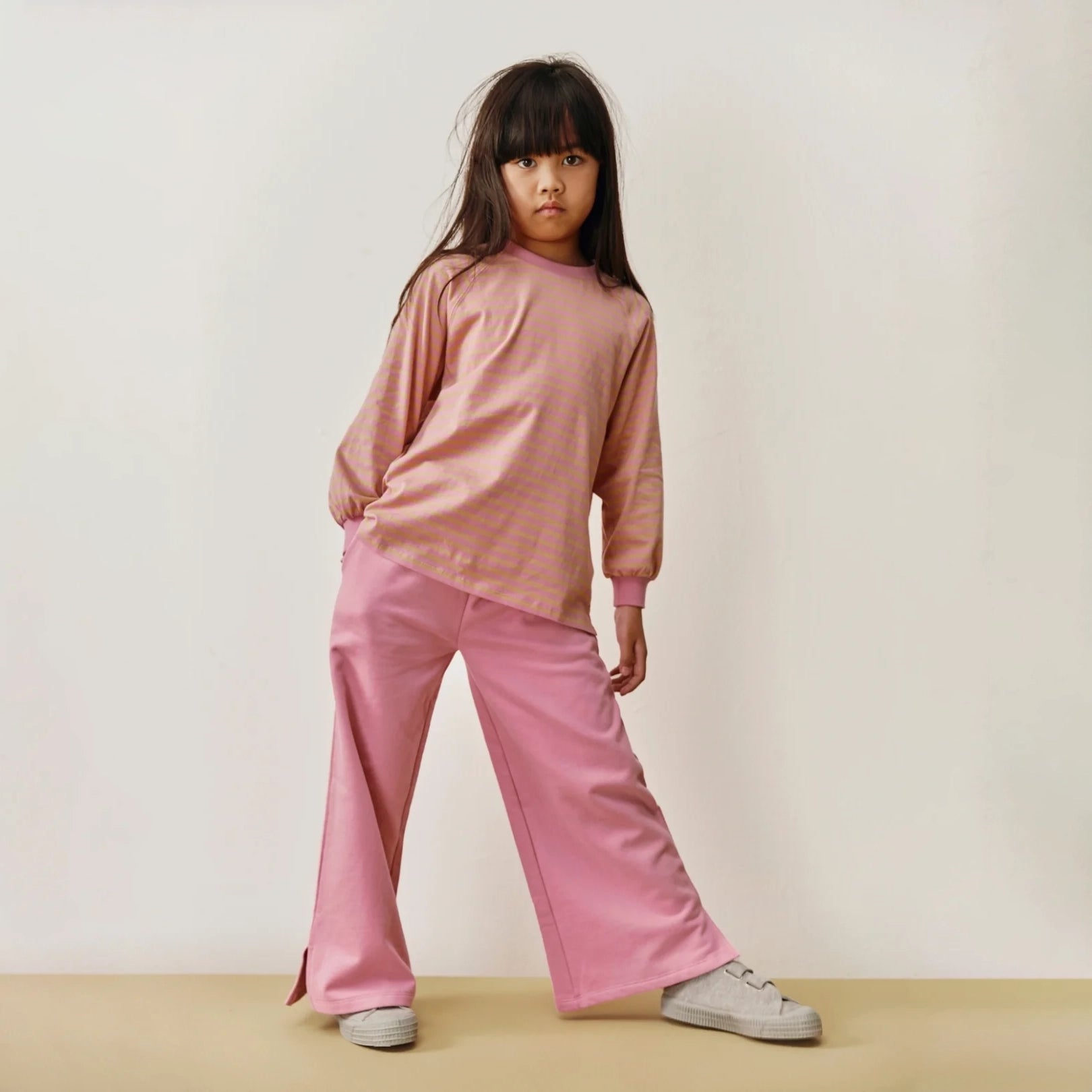 Boys & Girls Pink Stripes Cotton Long Sleeves T-Shirt