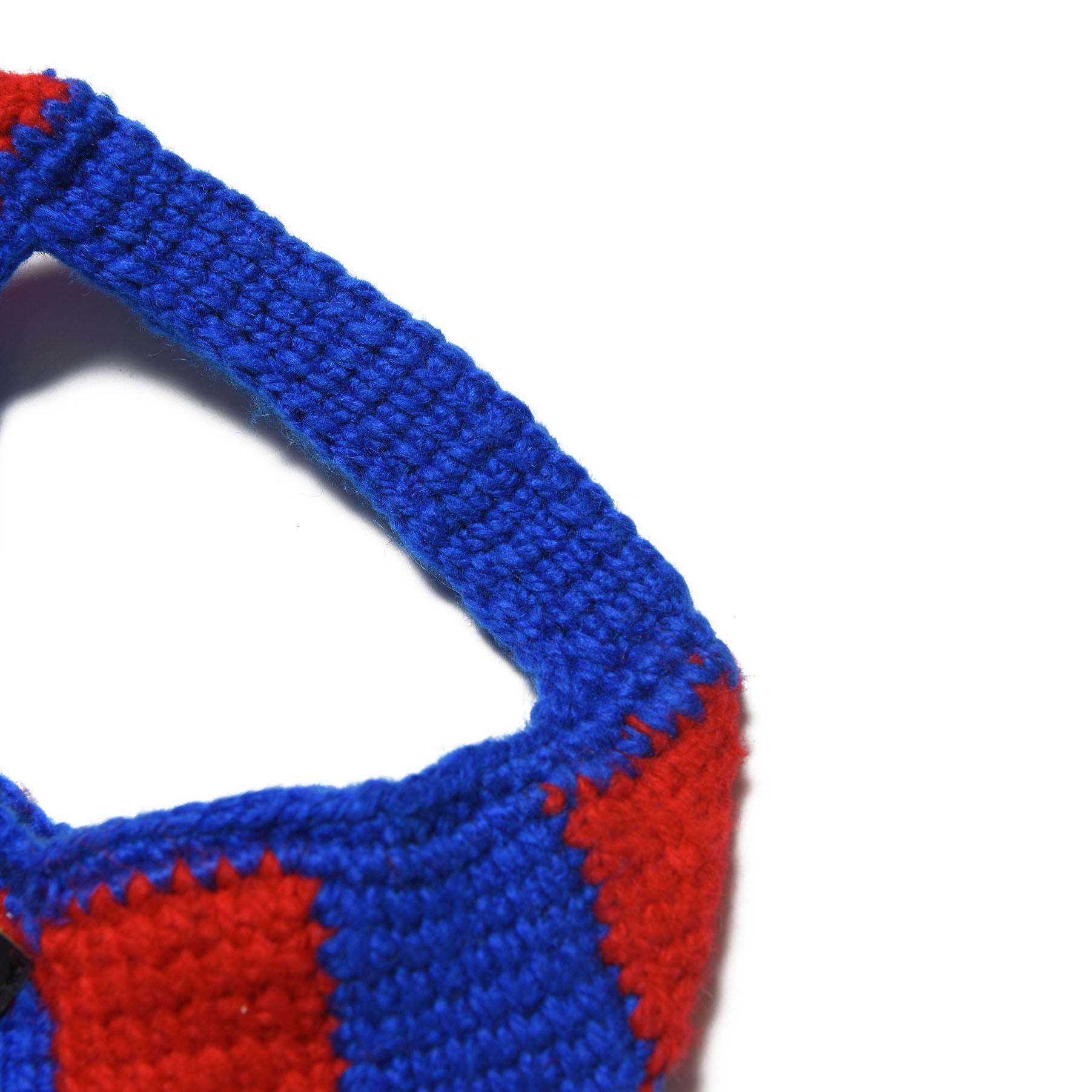 Girls Blue Check Crochet Handbag