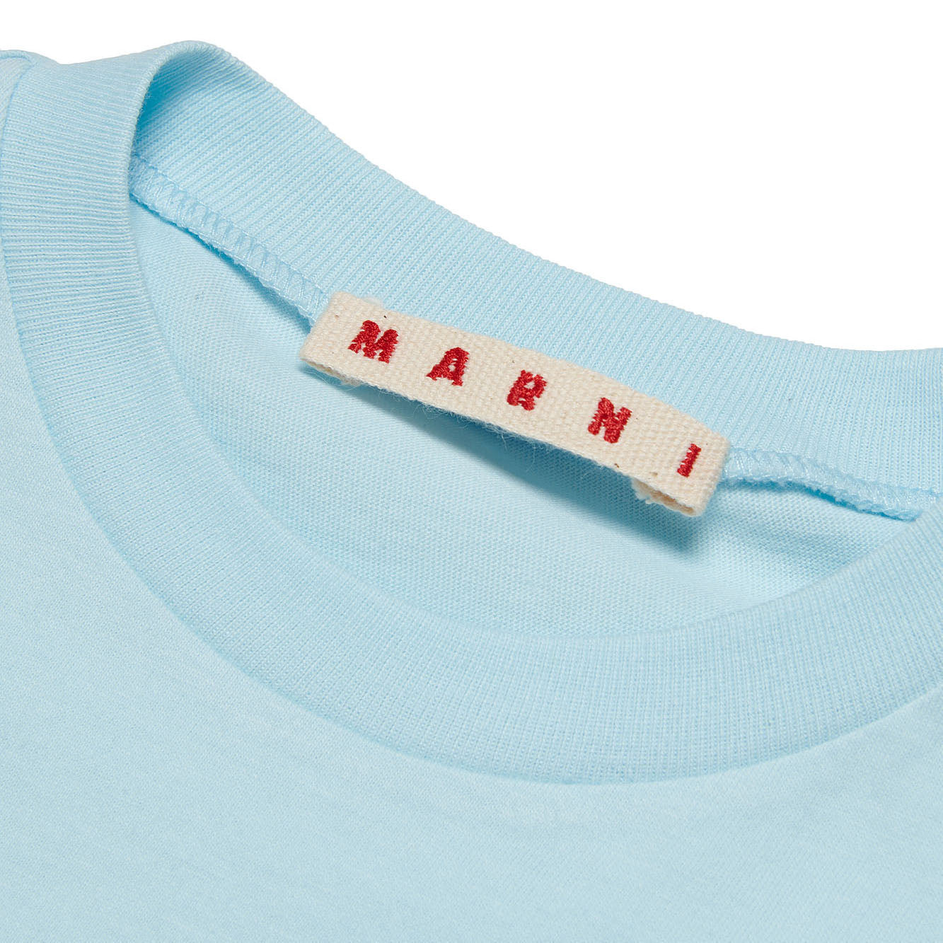 Girls Light Blue Logo Cotton T-Shirt