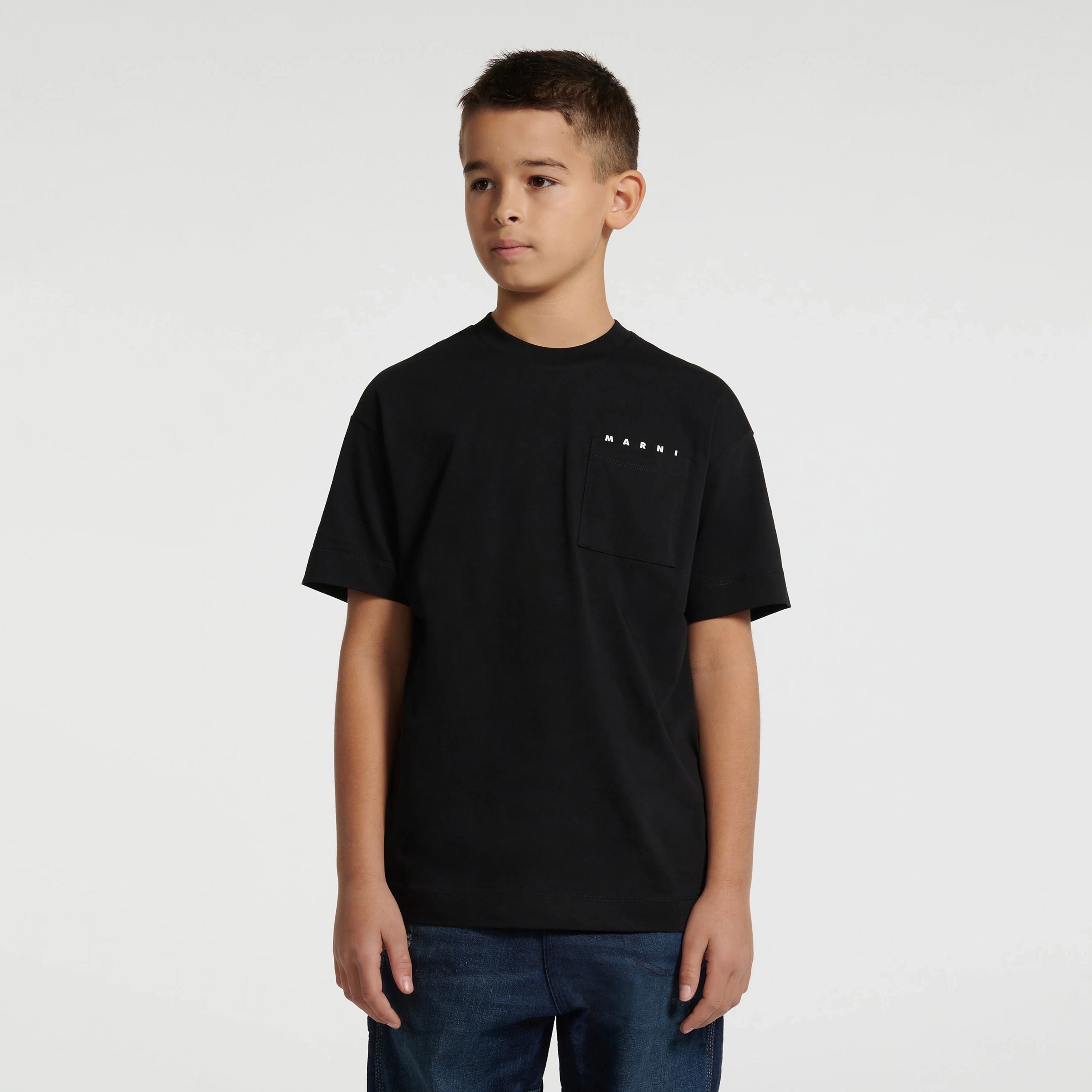 Boys & Girls Black Cotton T-Shirt