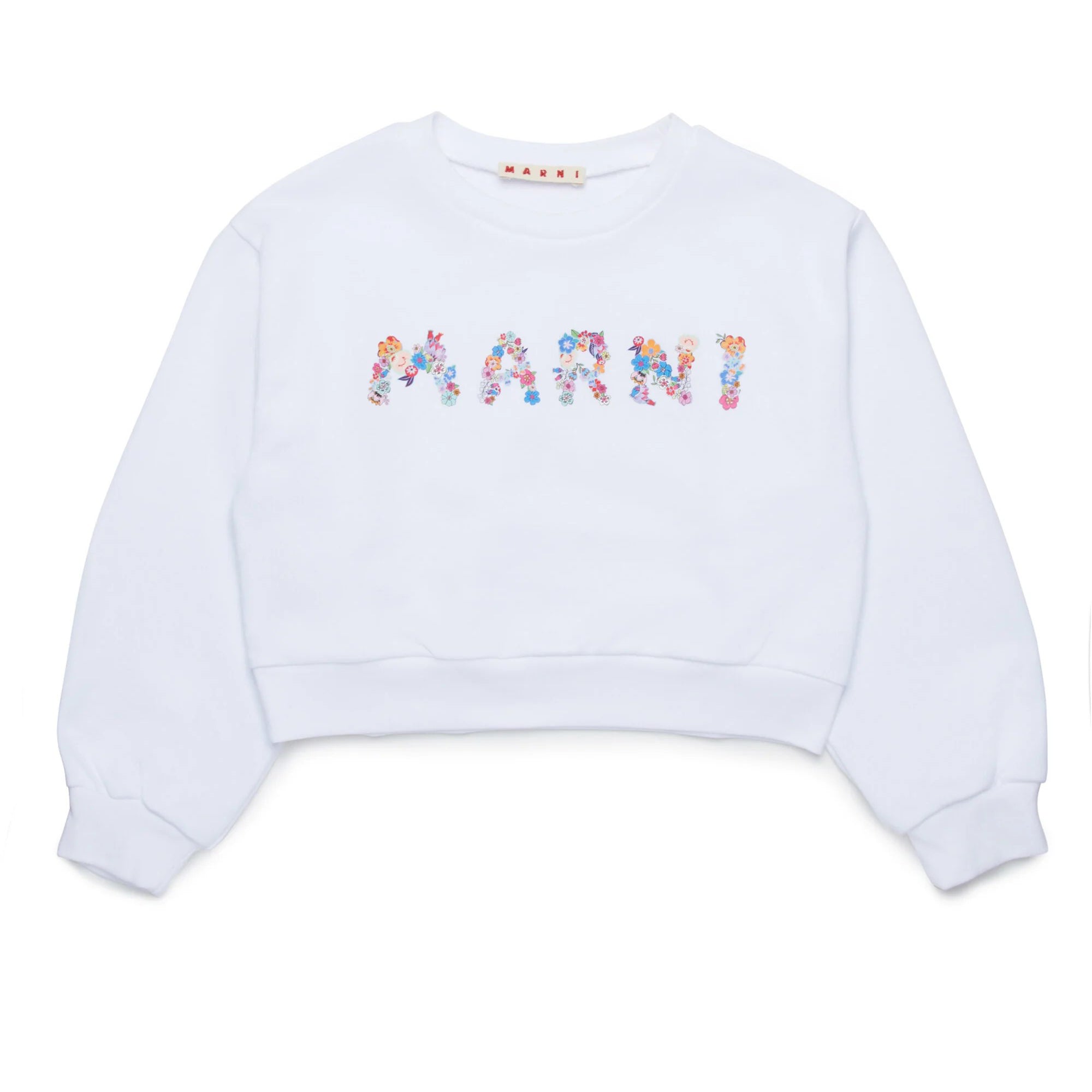 Girls White Logo Cotton Sweatshirt