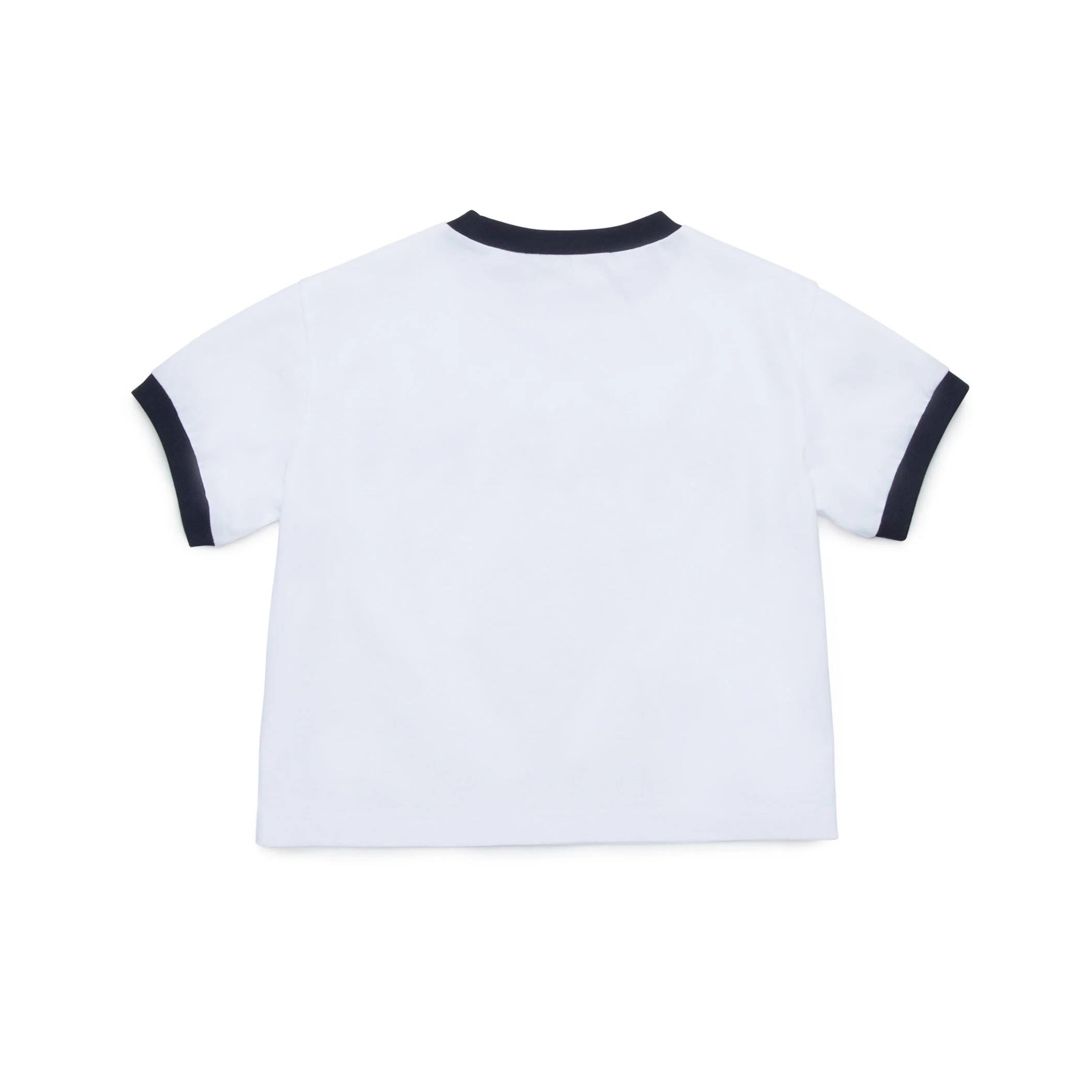 Girls White Printed Logo Cotton T-shirt