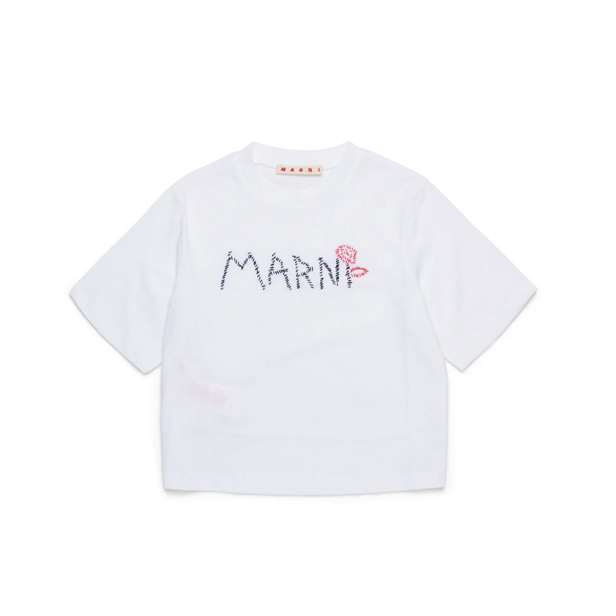 Girls White Logo Cotton T-Shirt