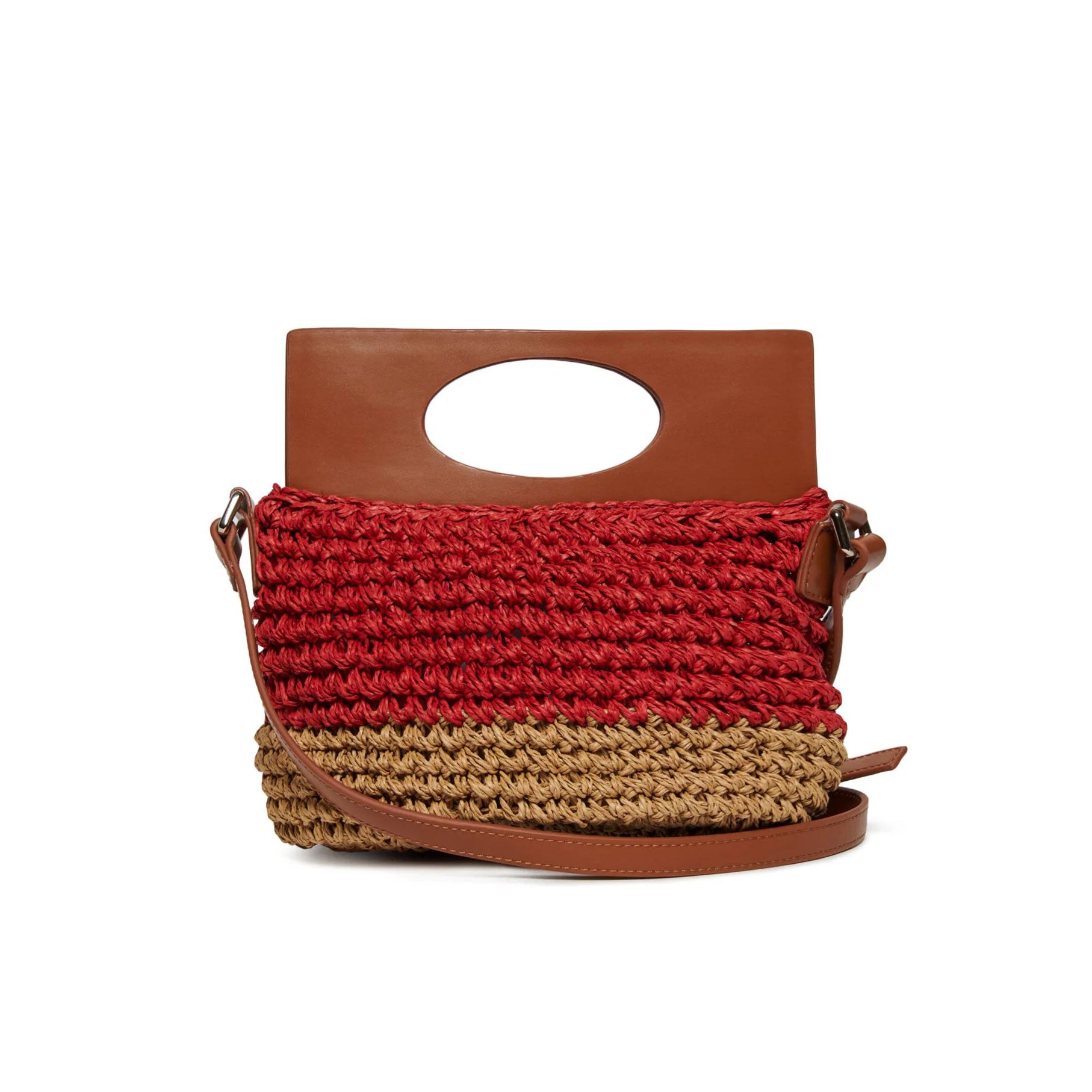 Girls Bright Red Woven Bag(H22xW22xD14cm)
