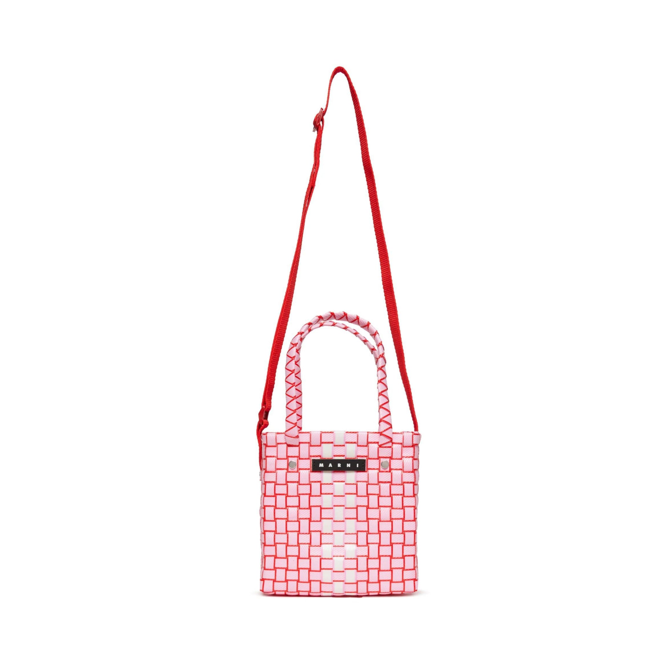 Girls Pink Woven Handbag(H17xW18xD12cm)