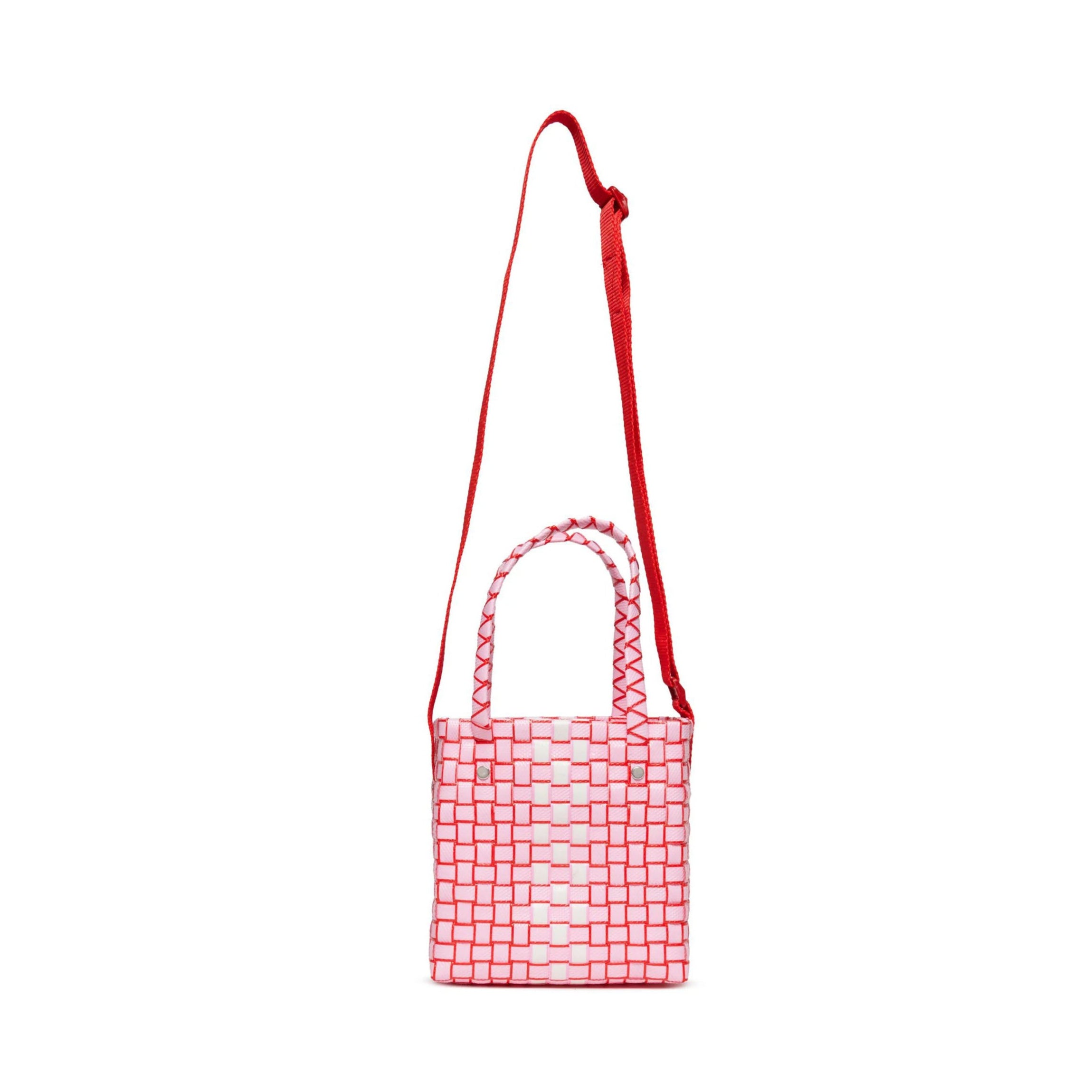 Girls Pink Woven Handbag(H17xW18xD12cm)