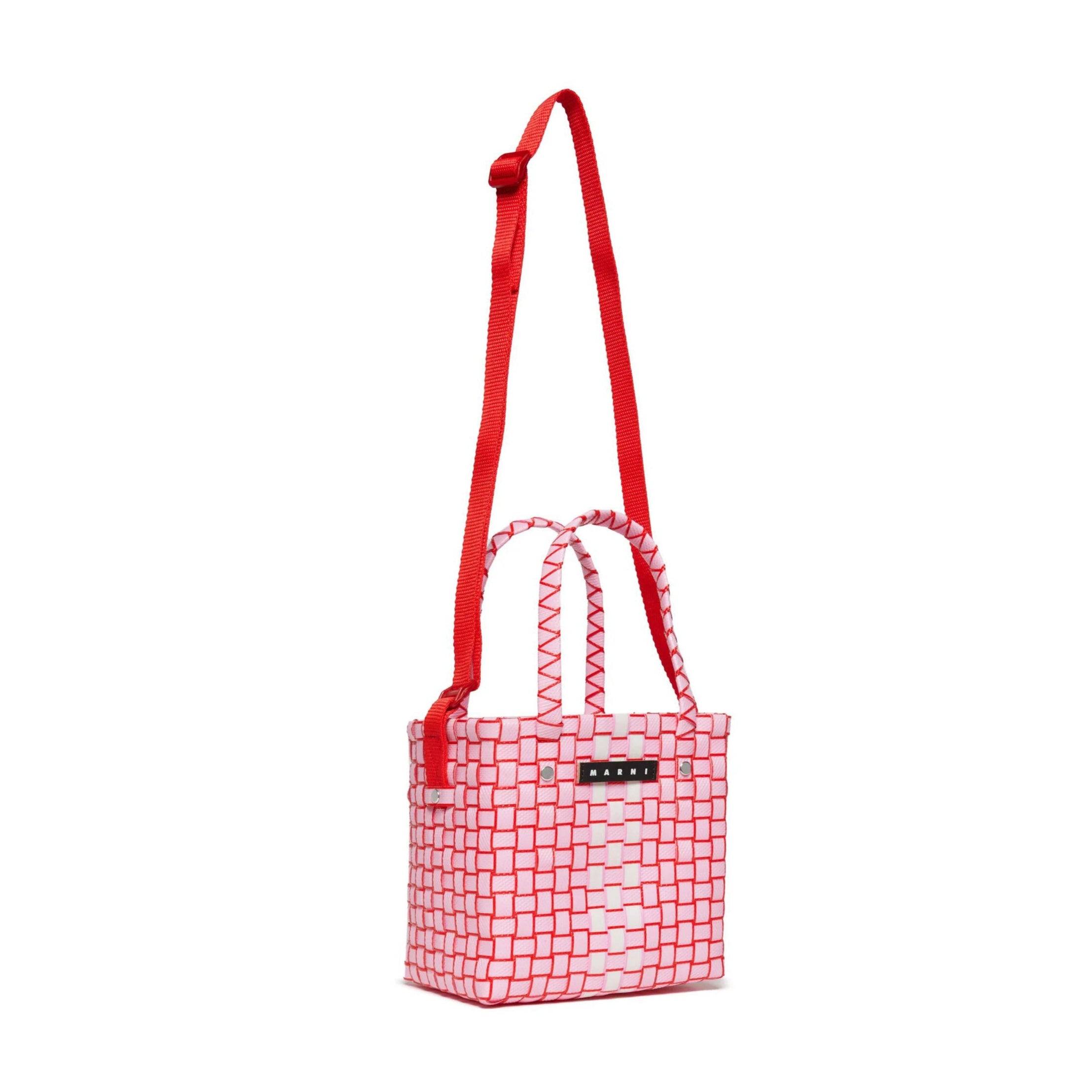Girls Pink Woven Handbag(H17xW18xD12cm)