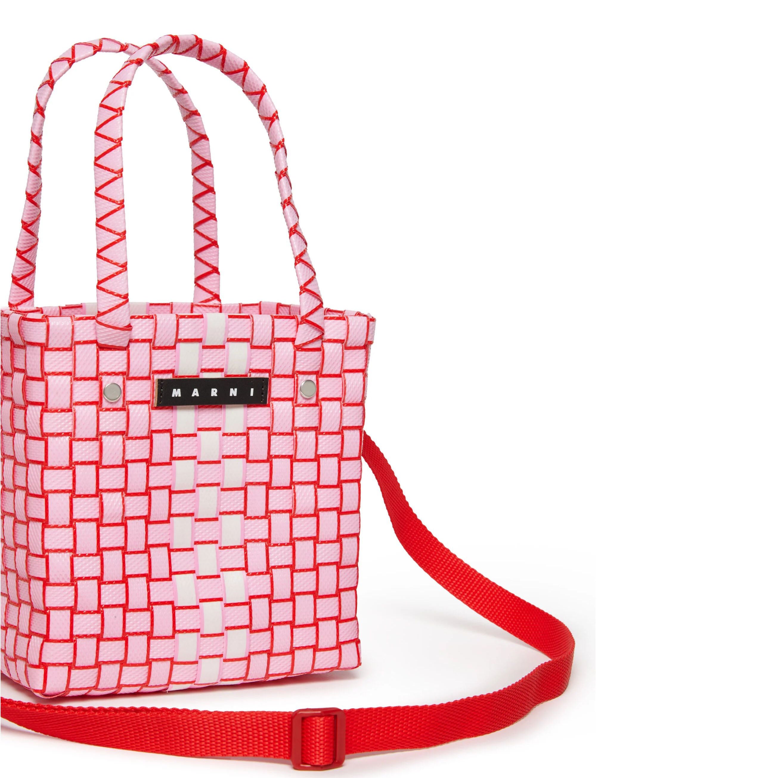 Girls Pink Woven Handbag(H17xW18xD12cm)