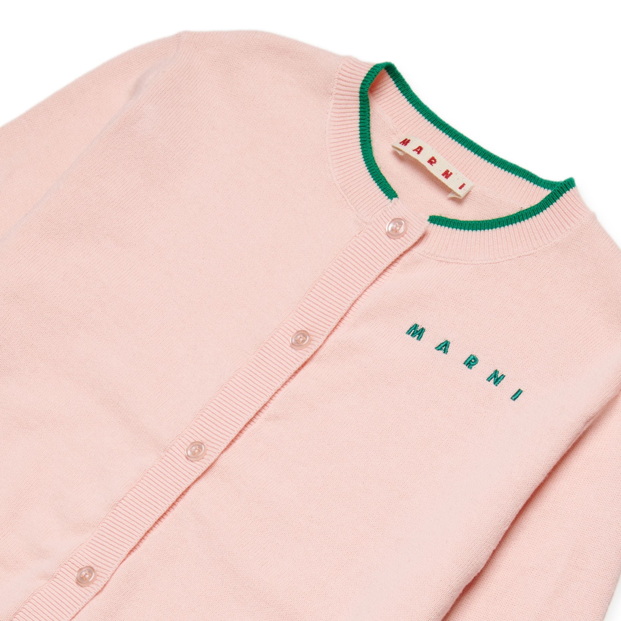 Girls Pink Embroidered Logo Cotton Knit Cardigan
