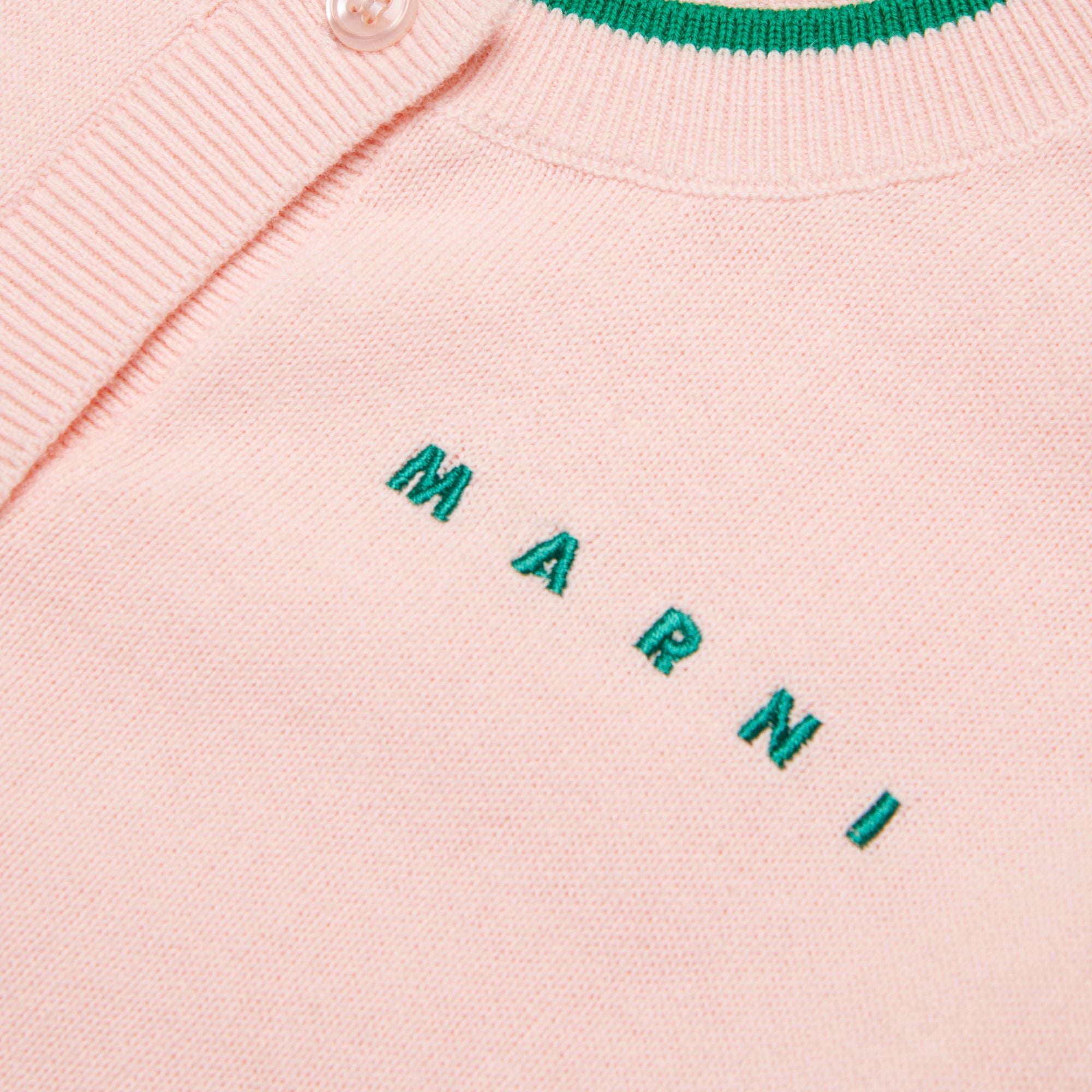 Girls Pink Embroidered Logo Cotton Knit Cardigan