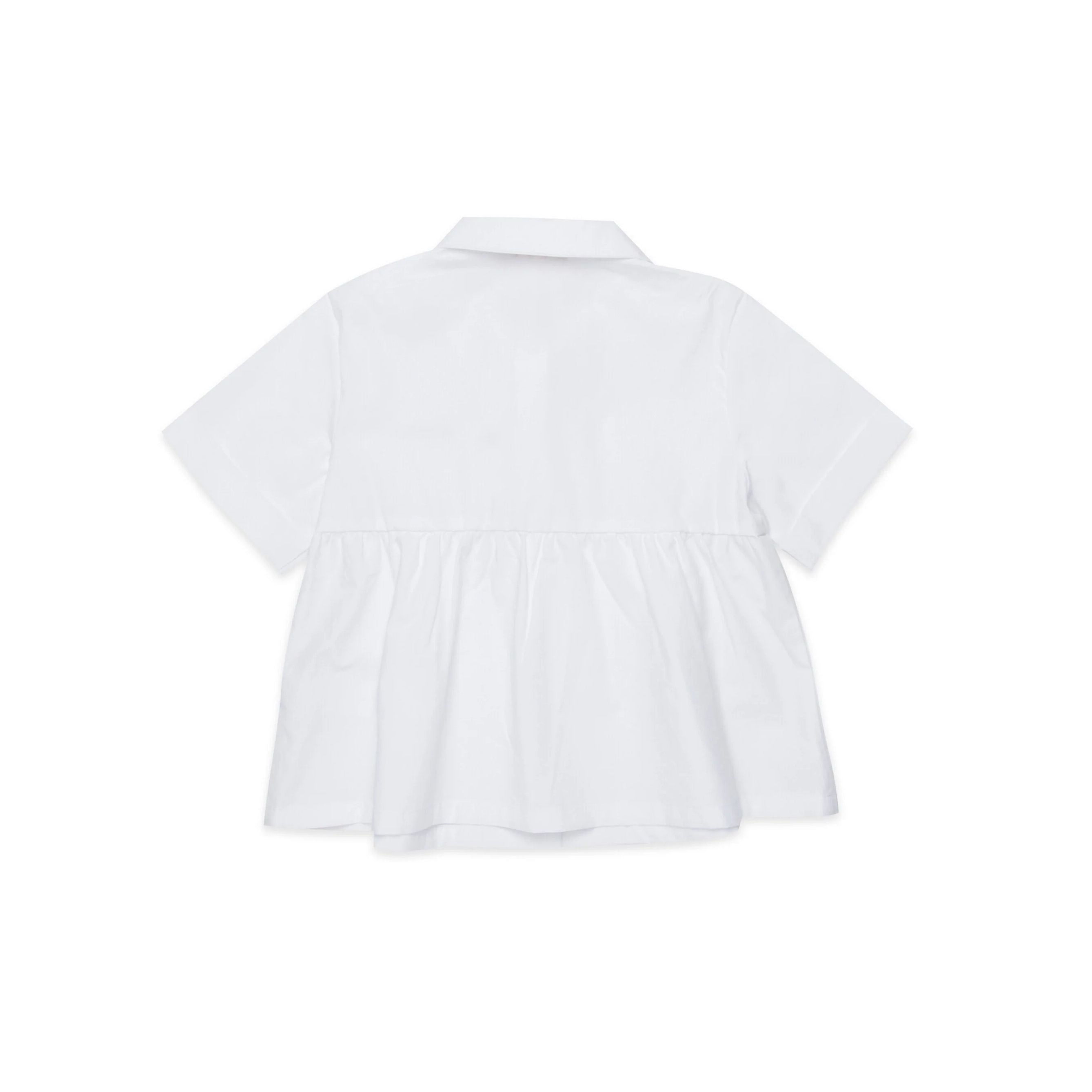 Girls White Embroidered Logo Cotton Shirt