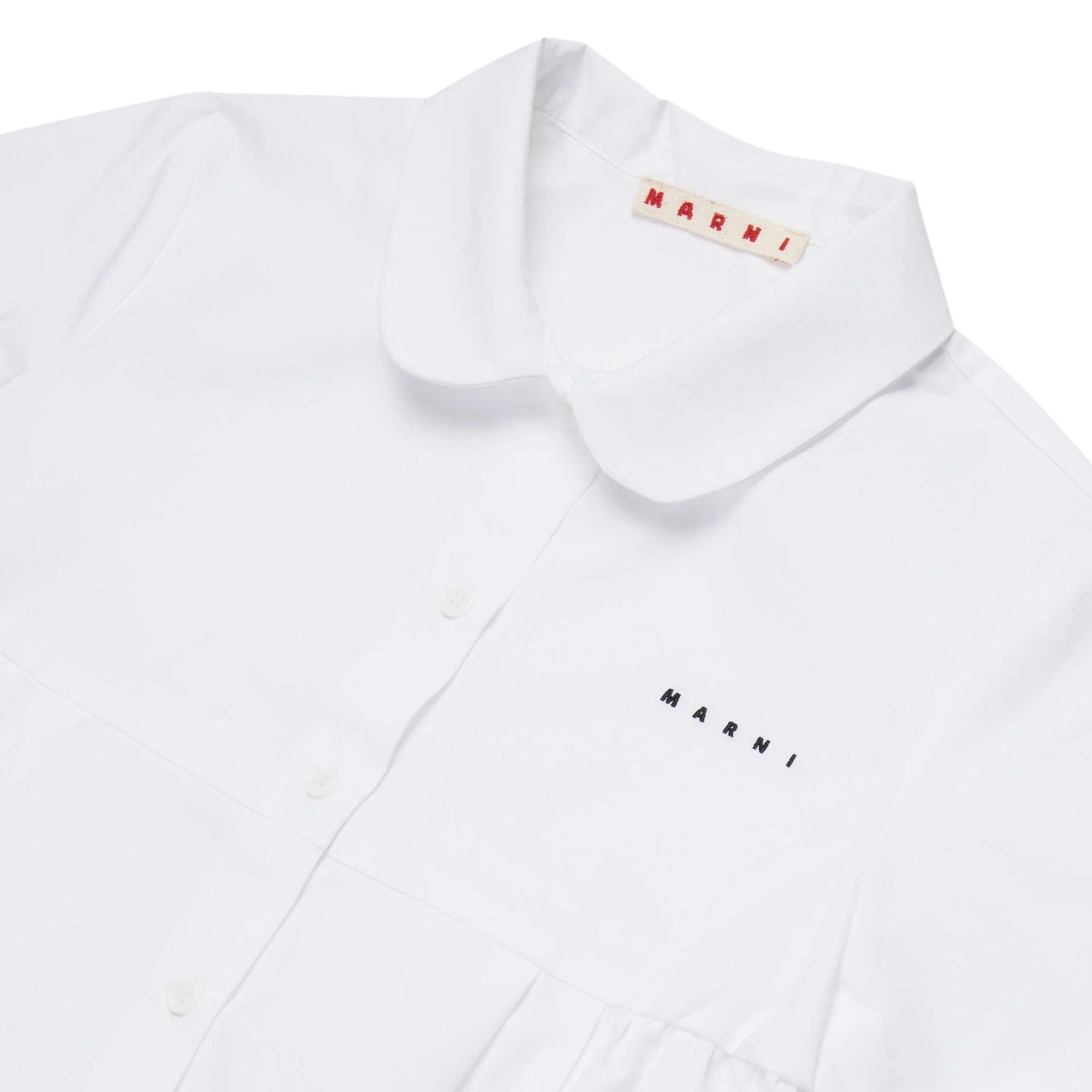 Girls White Embroidered Logo Cotton Shirt