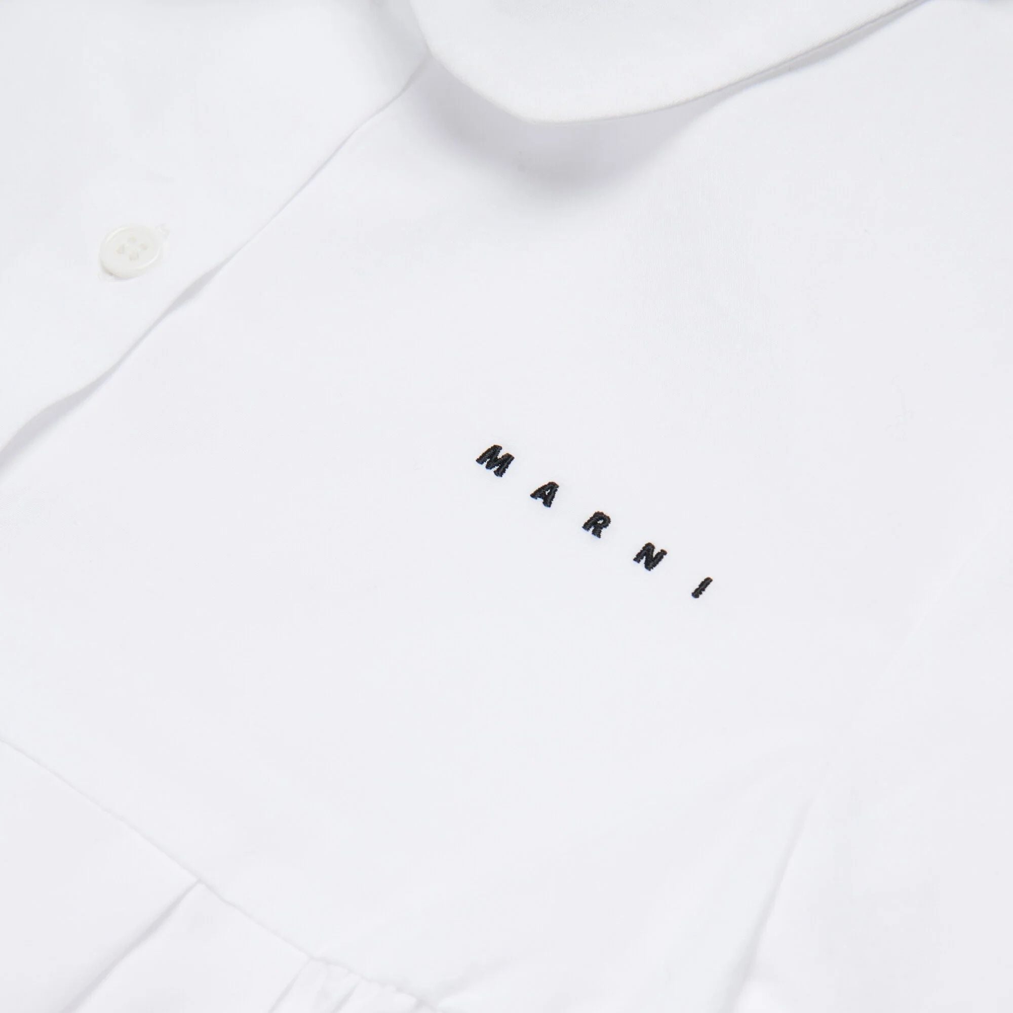 Girls White Embroidered Logo Cotton Shirt