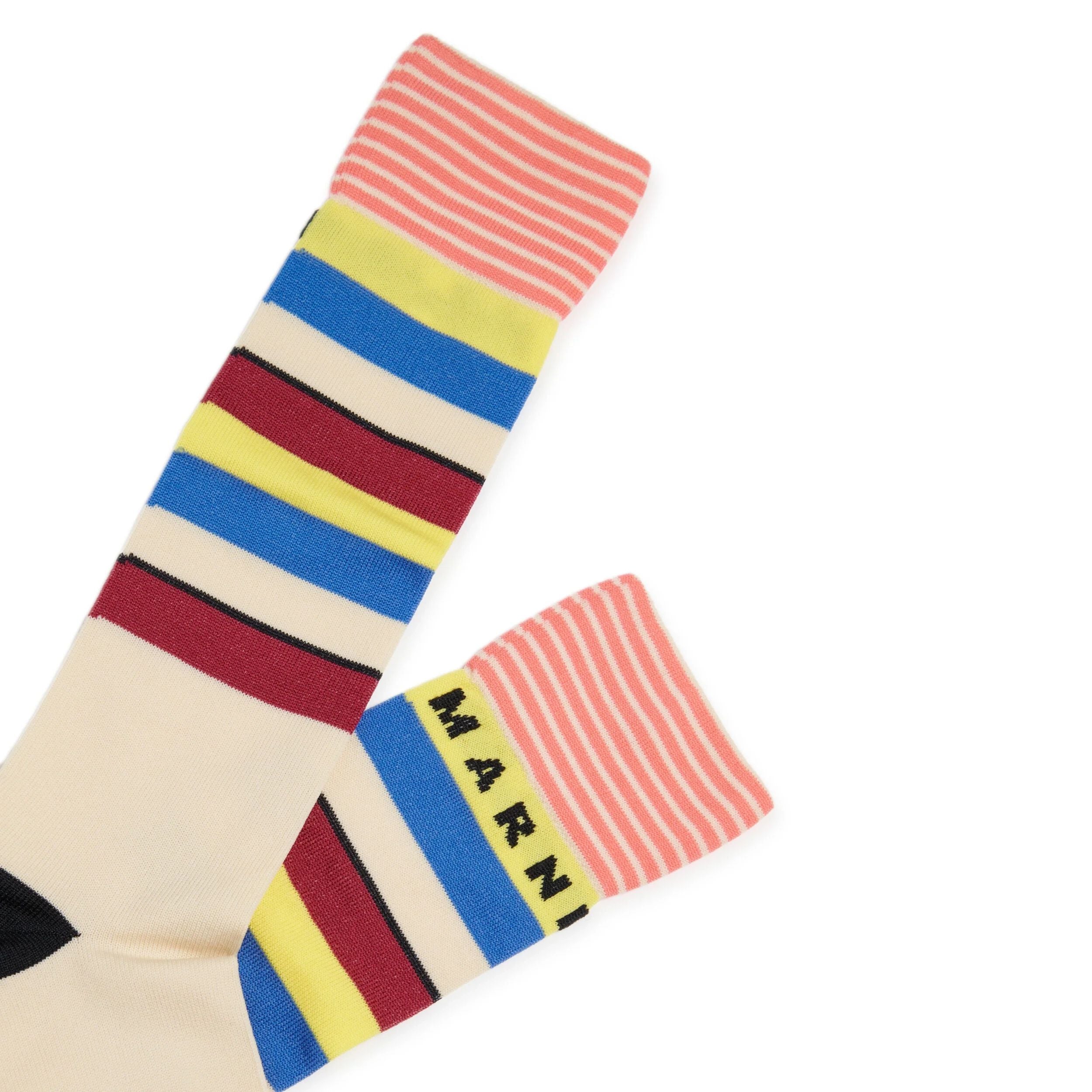 Girls Multicolor Stripes Logo Cotton Socks