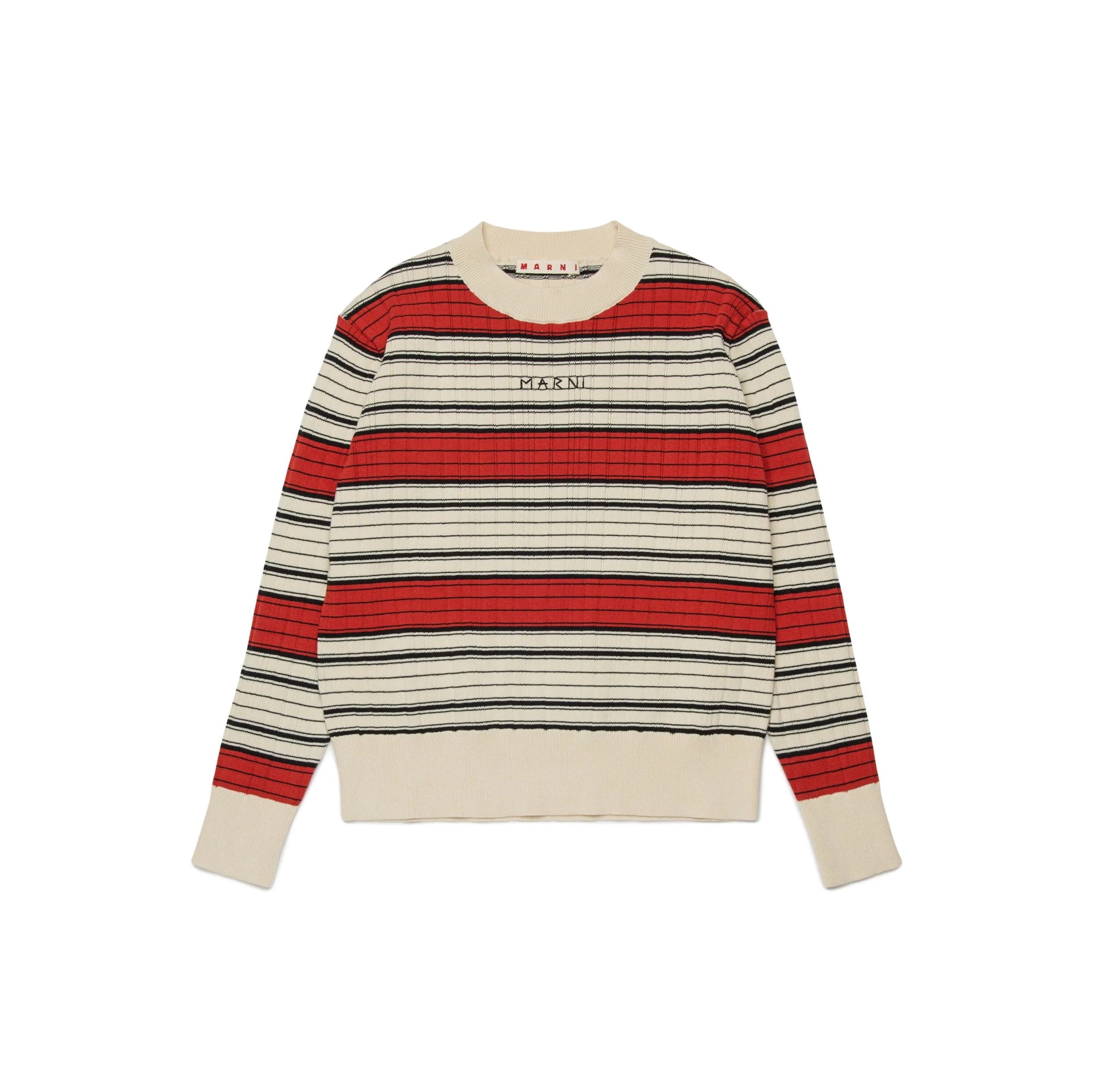 Boys & Girls Red Stripes Cotton Knit Sweater