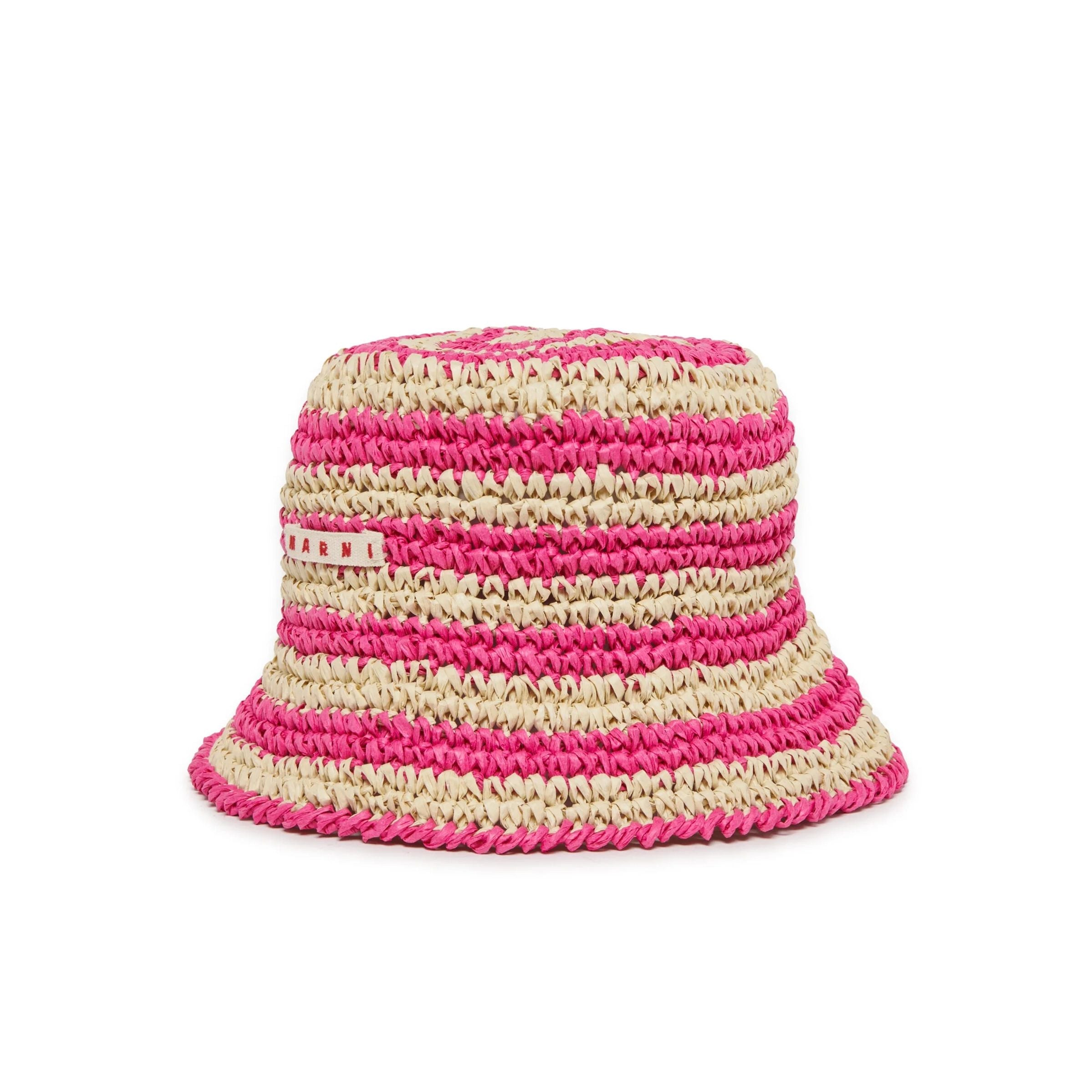 Girls Fuchsia Raffia-effect Bucket Hat