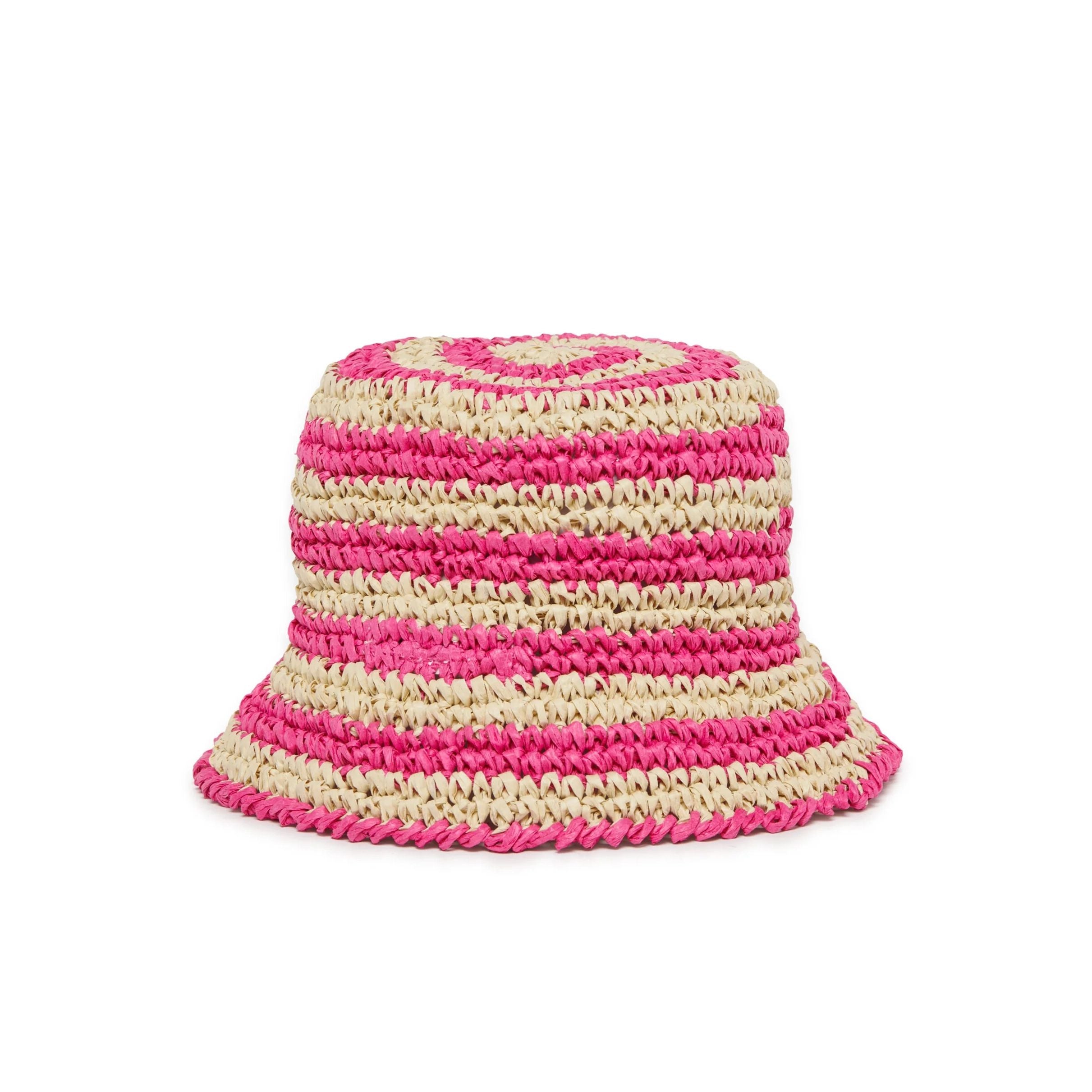 Girls Fuchsia Raffia-effect Bucket Hat