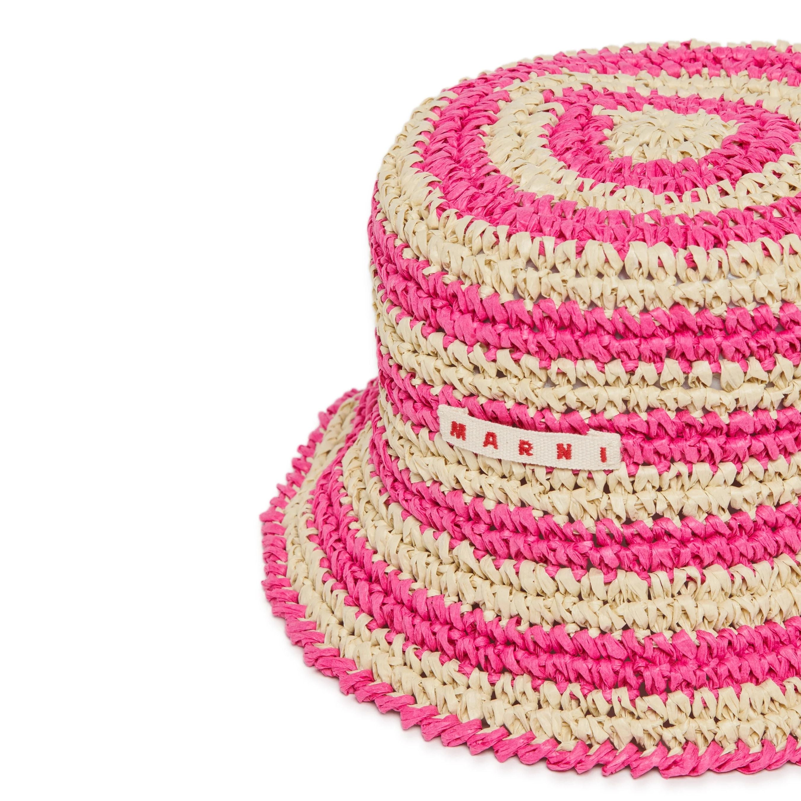 Girls Fuchsia Raffia-effect Bucket Hat