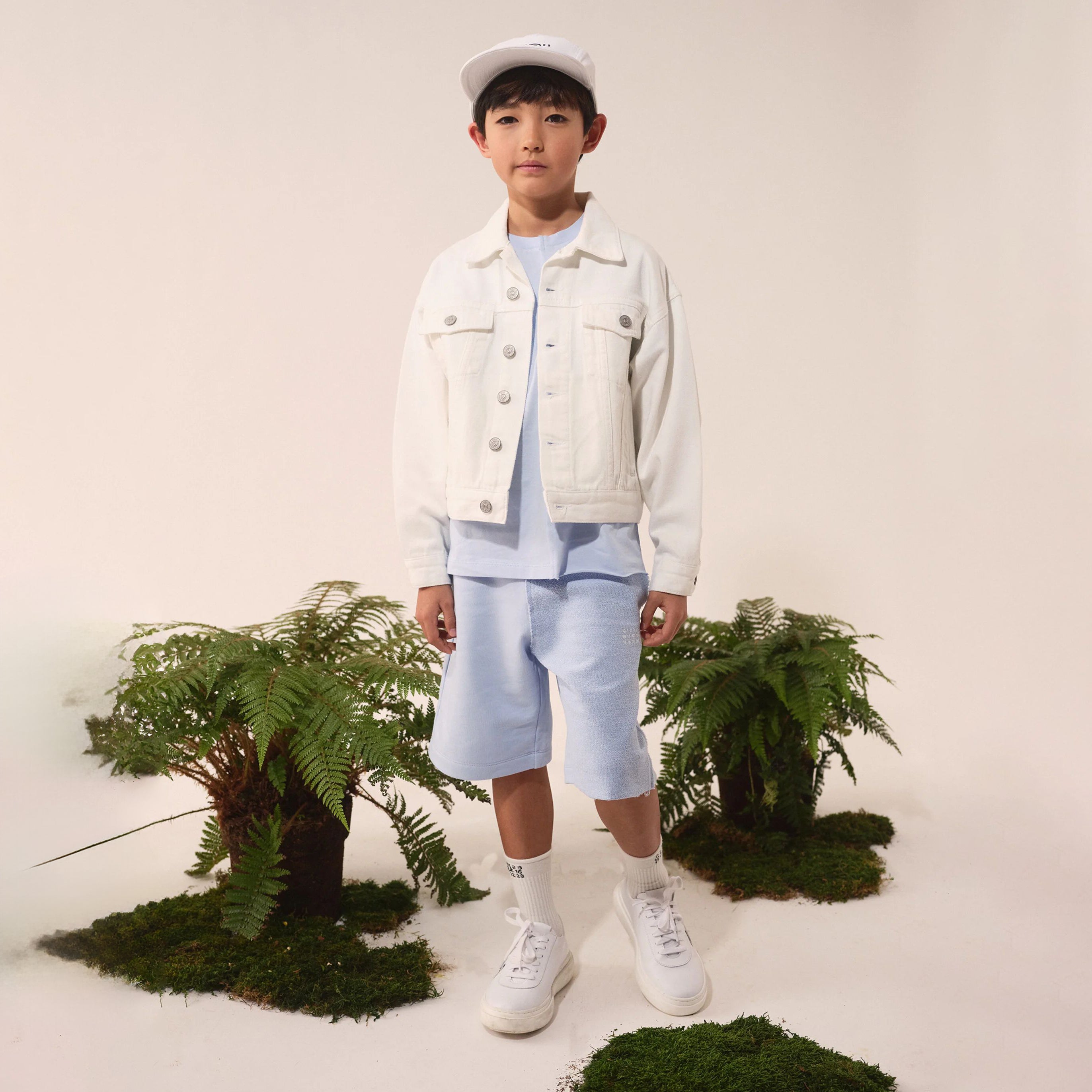 Boys & Girls White Denim Jacket