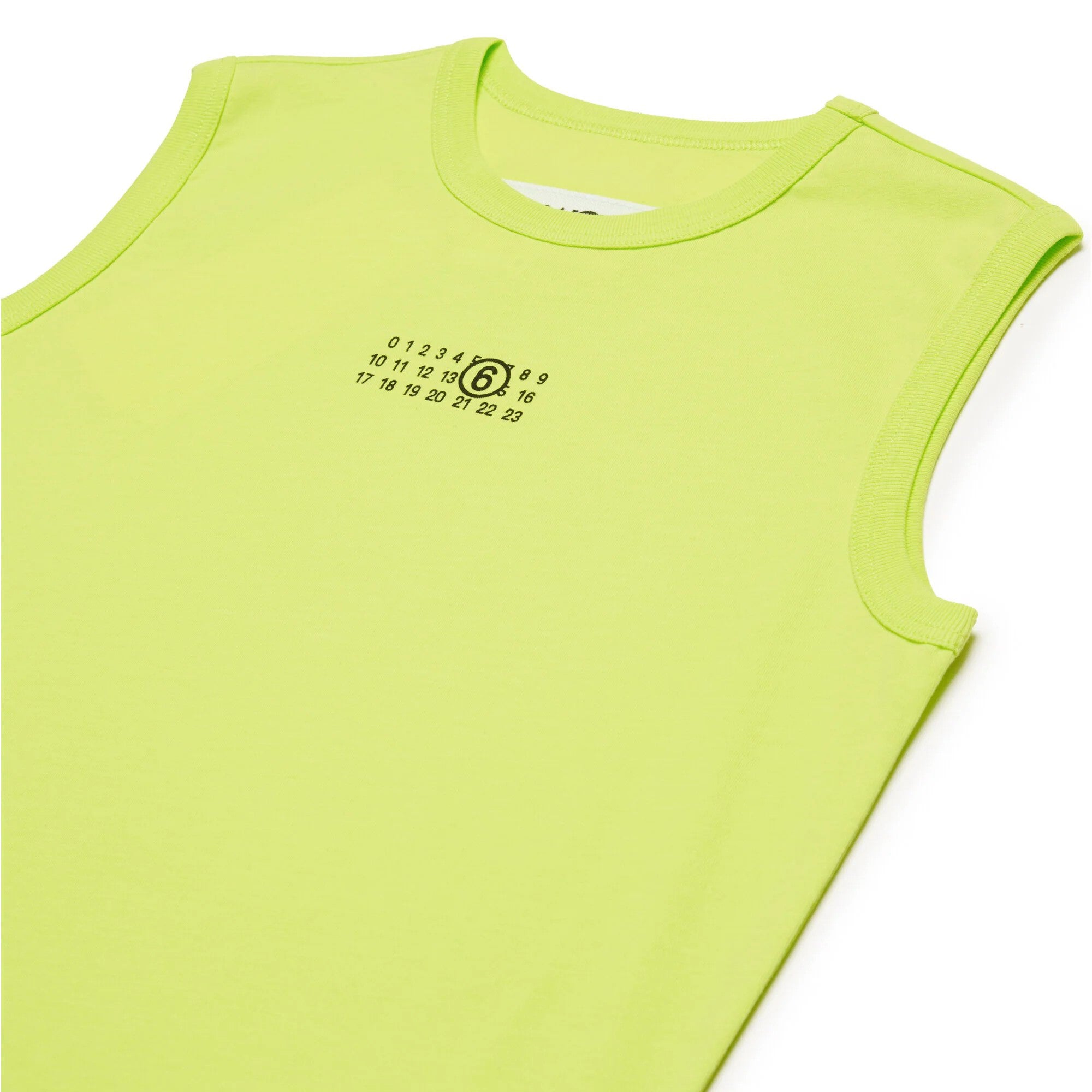Boys & Girls Fluo Green Printed Logo Cotton Vest