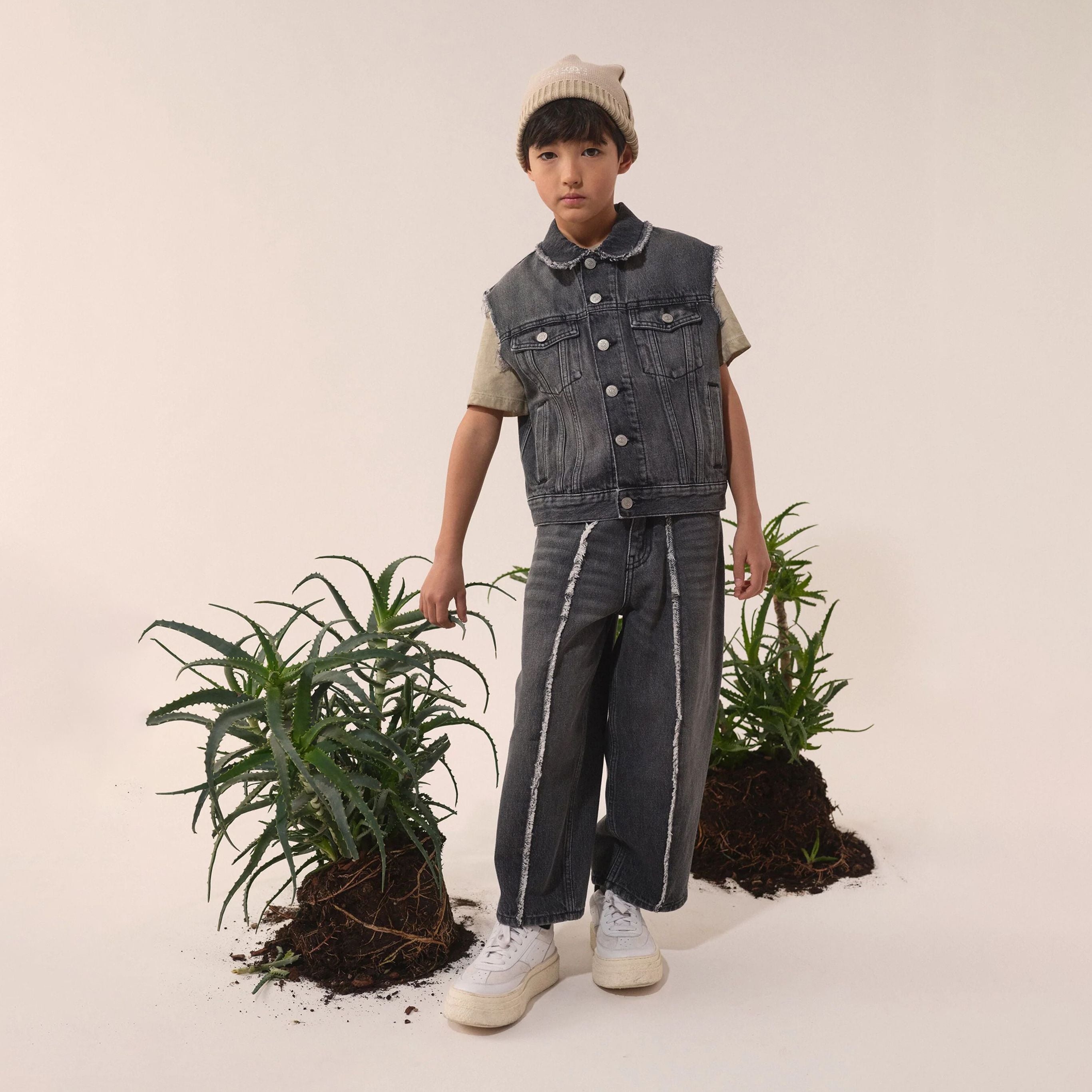 Boys & Girls Black Denim Gilet