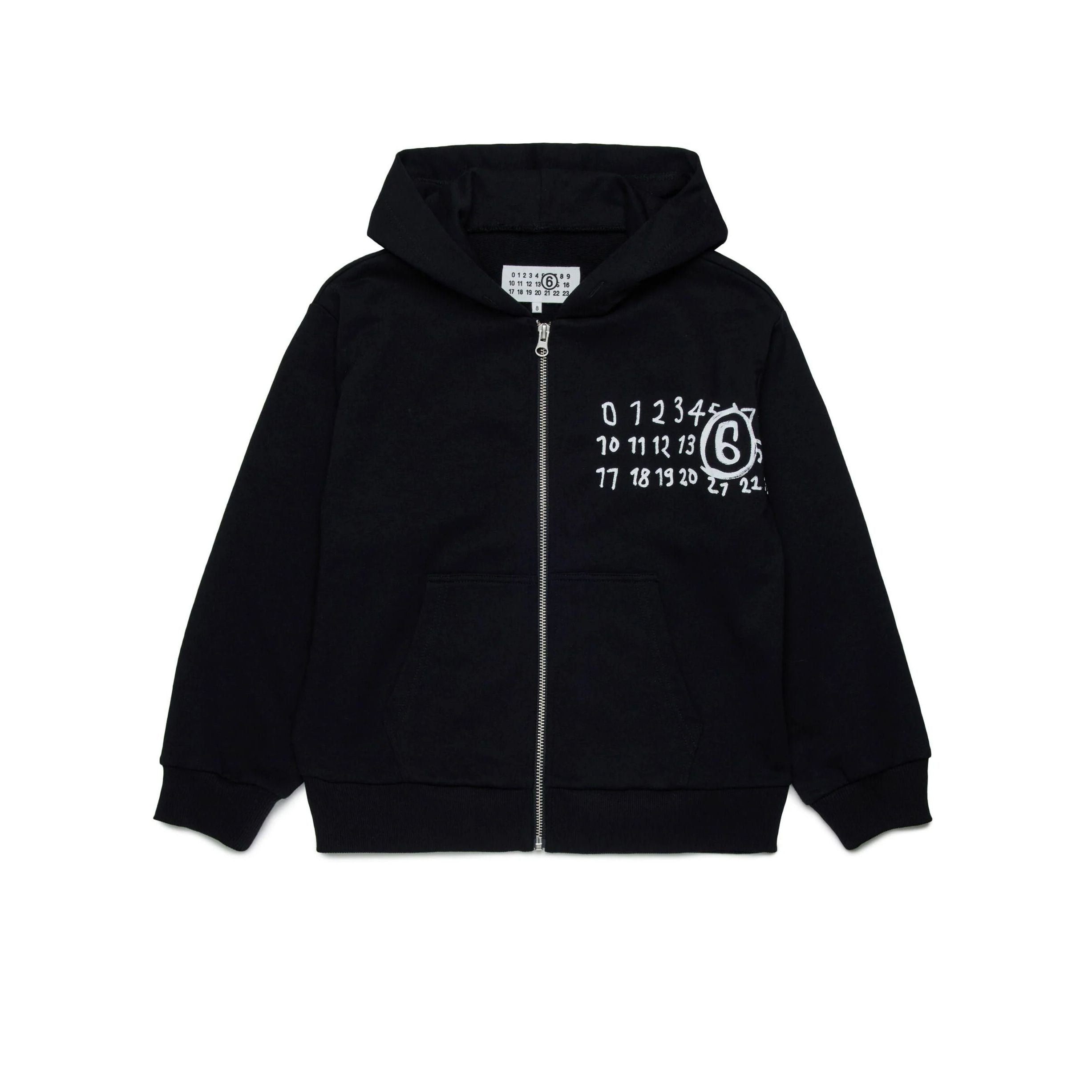 Boys & Girls Black Logo Cotton Zip-Up Top
