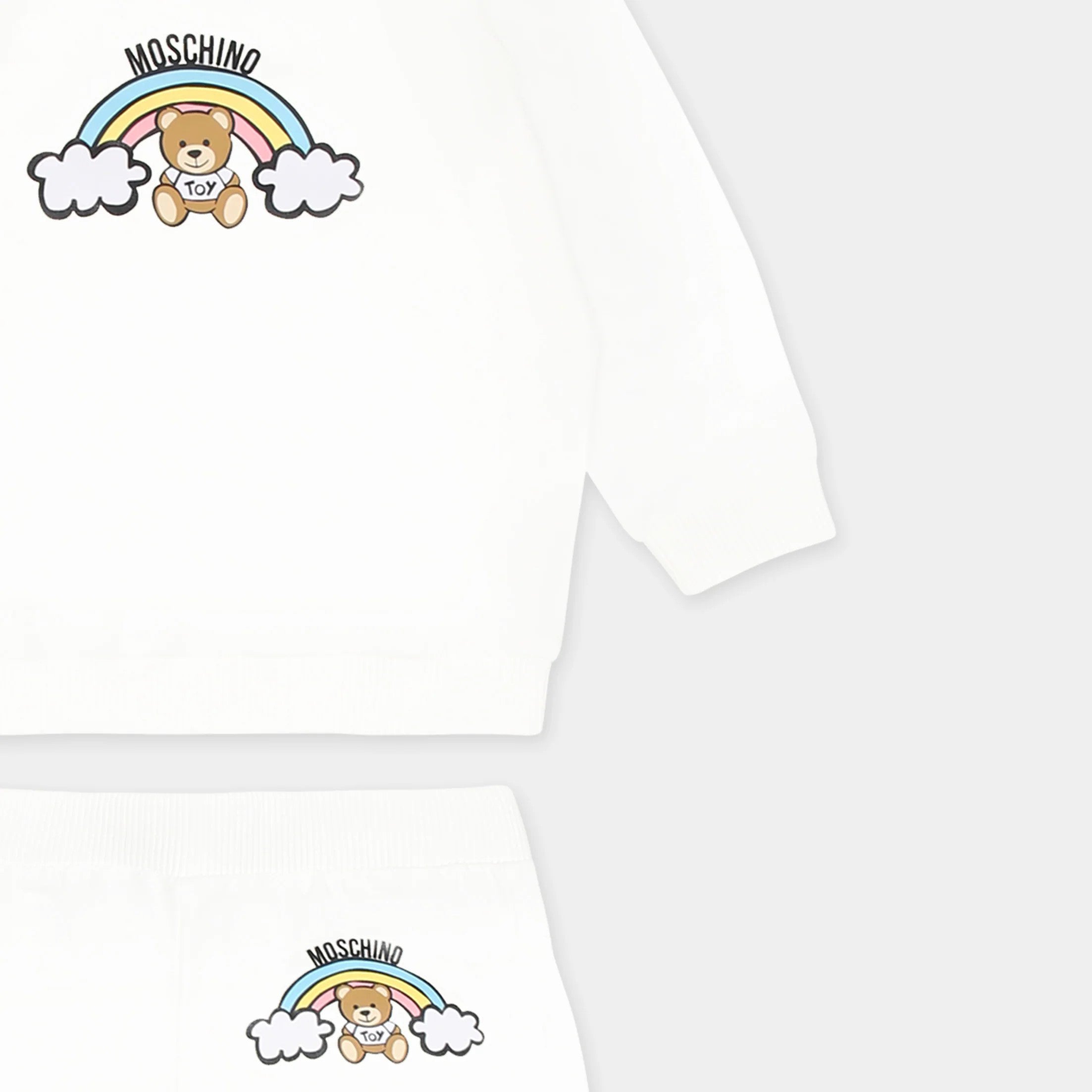 Baby Boys & Girls White Printed Cotton Set