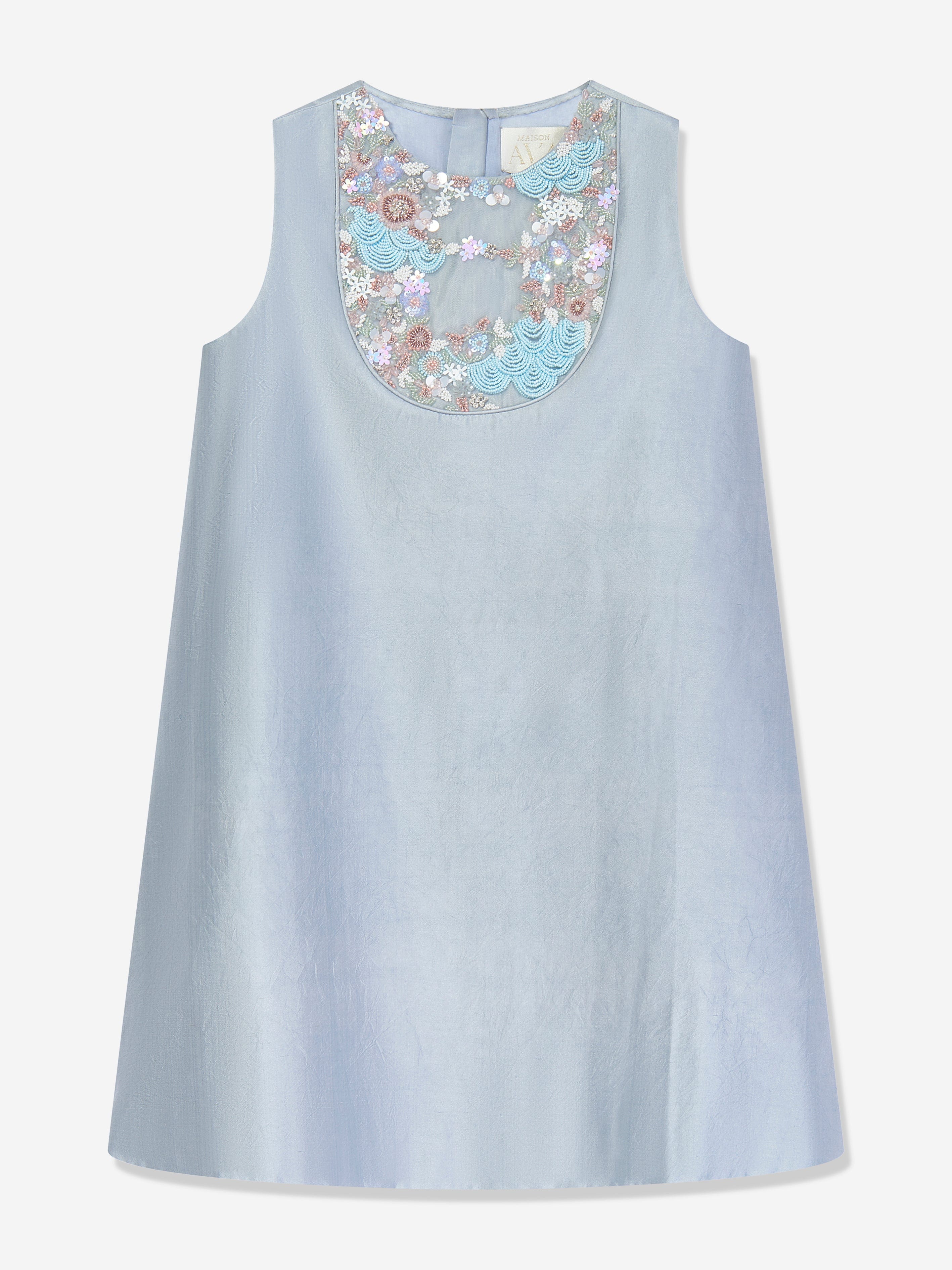 Girls Seraphine Satin Embellished Dress in Blue