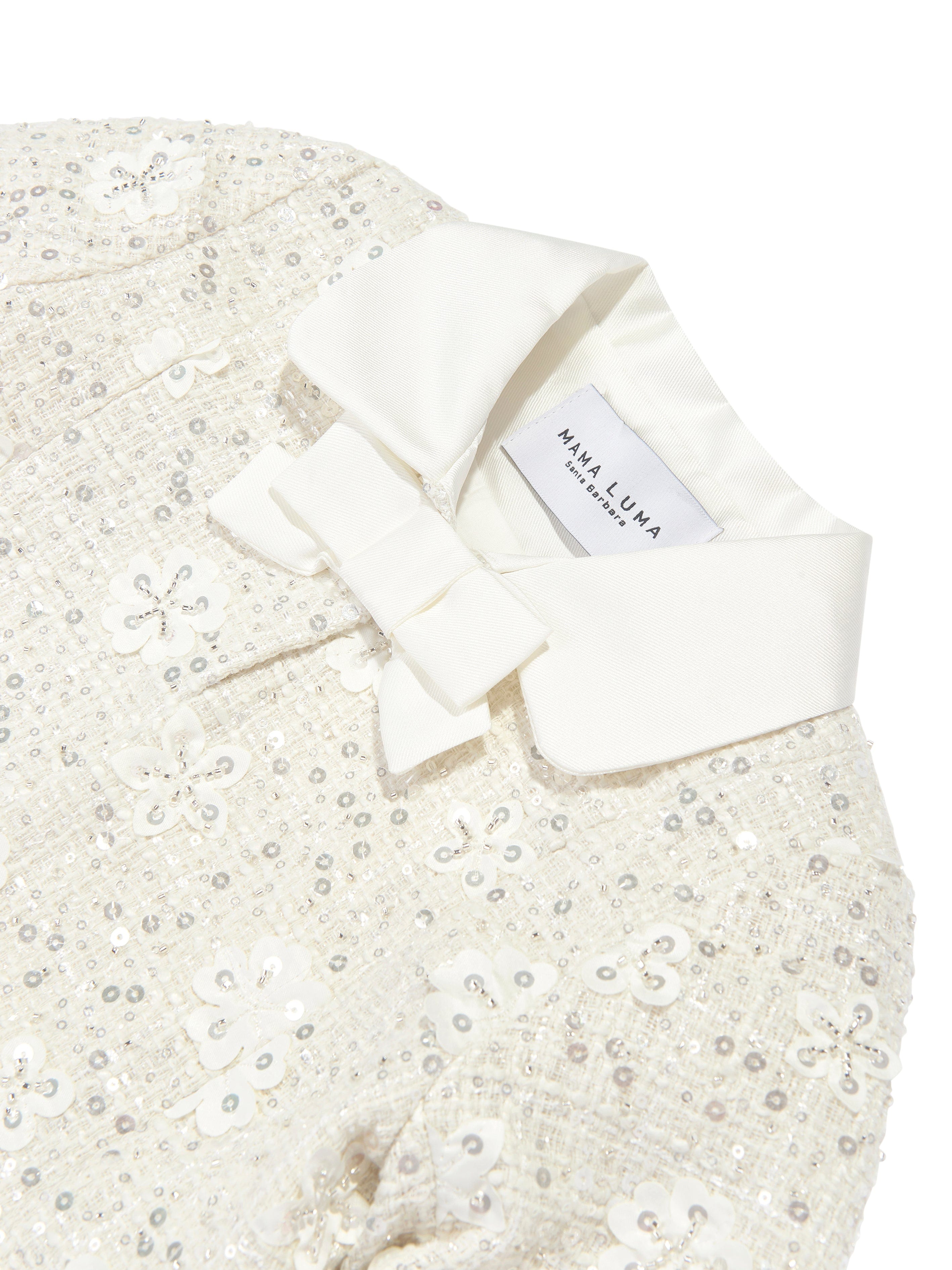Mama Luma Girls Sequin Embroidered Jacket in White