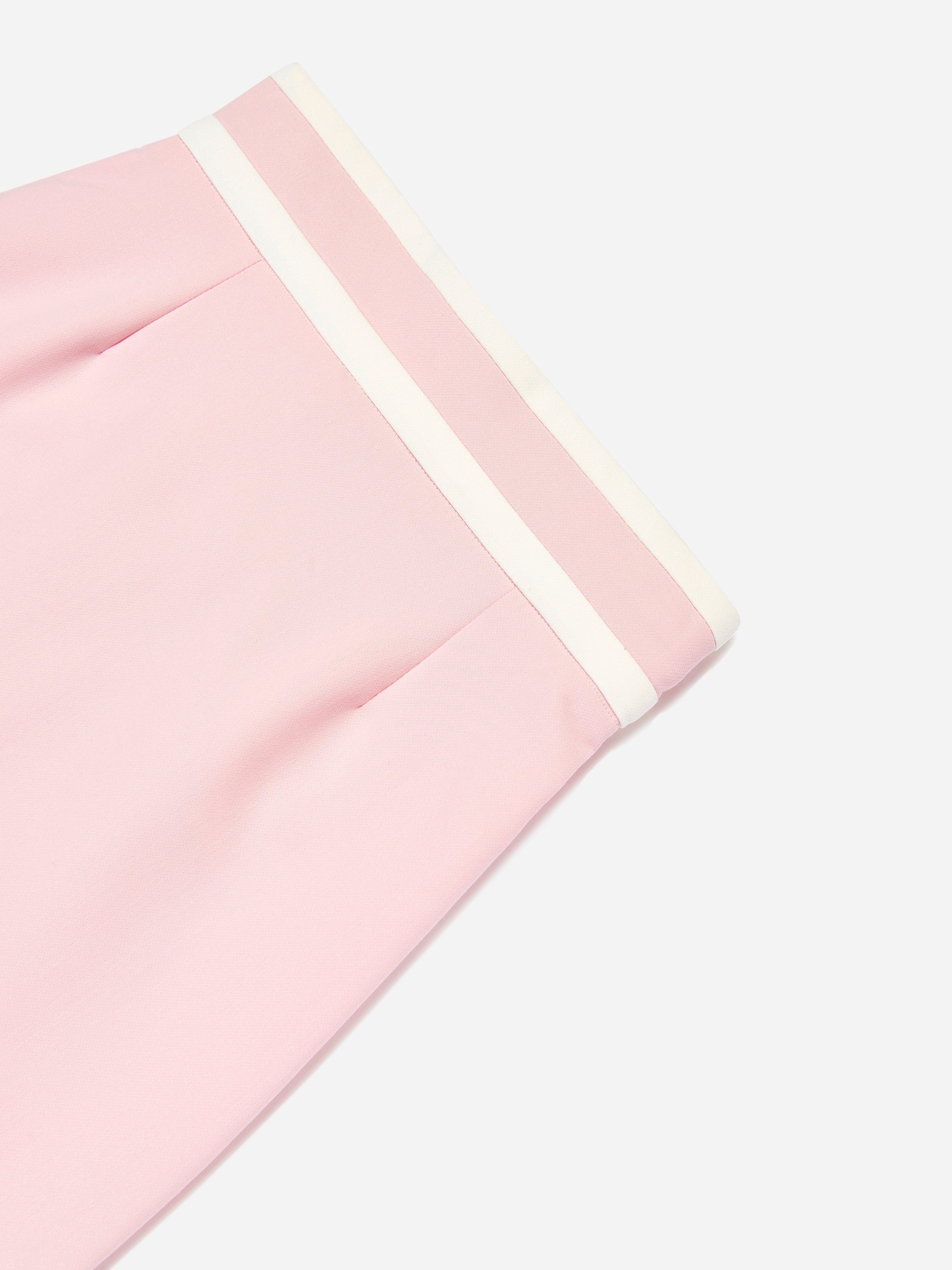Mama Luma Girls Contrast Stitch Skirt in Pink