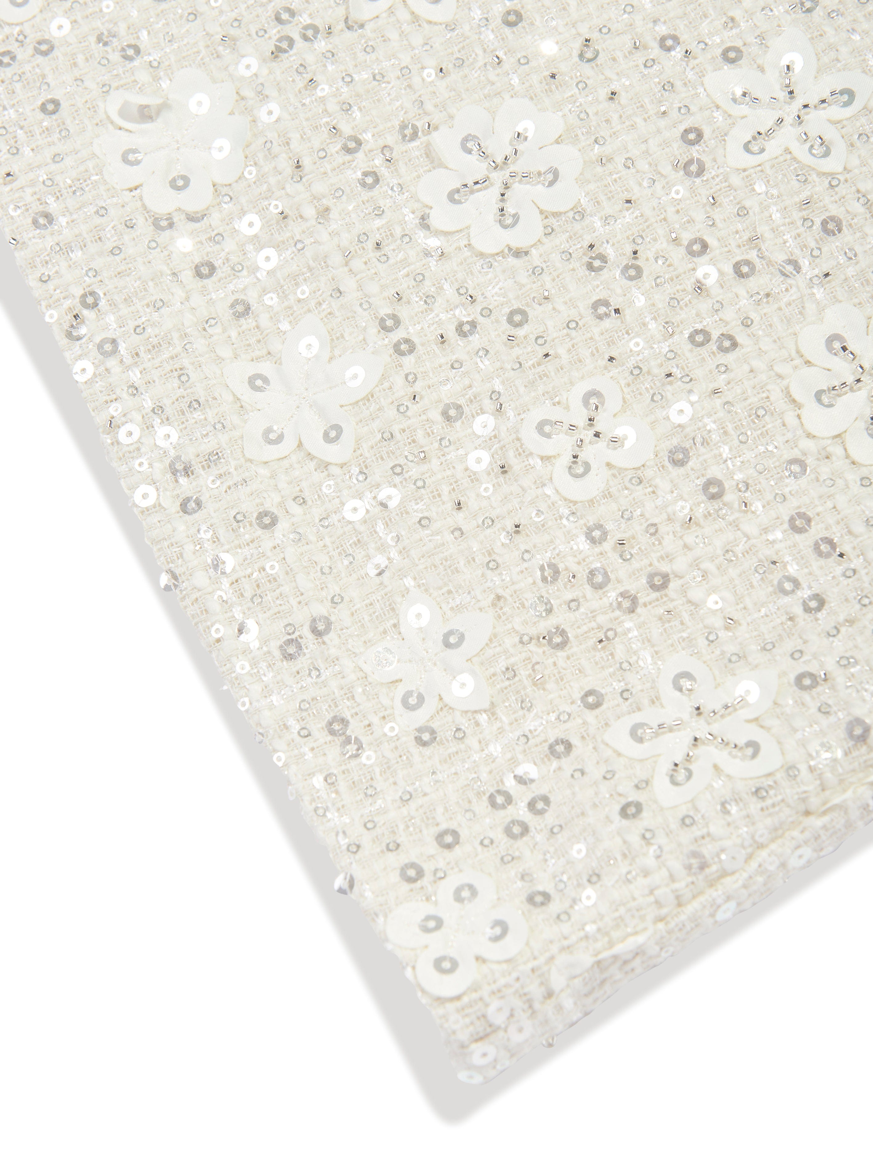 Mama Luma Girls Sequin Embroidered Skirt in White