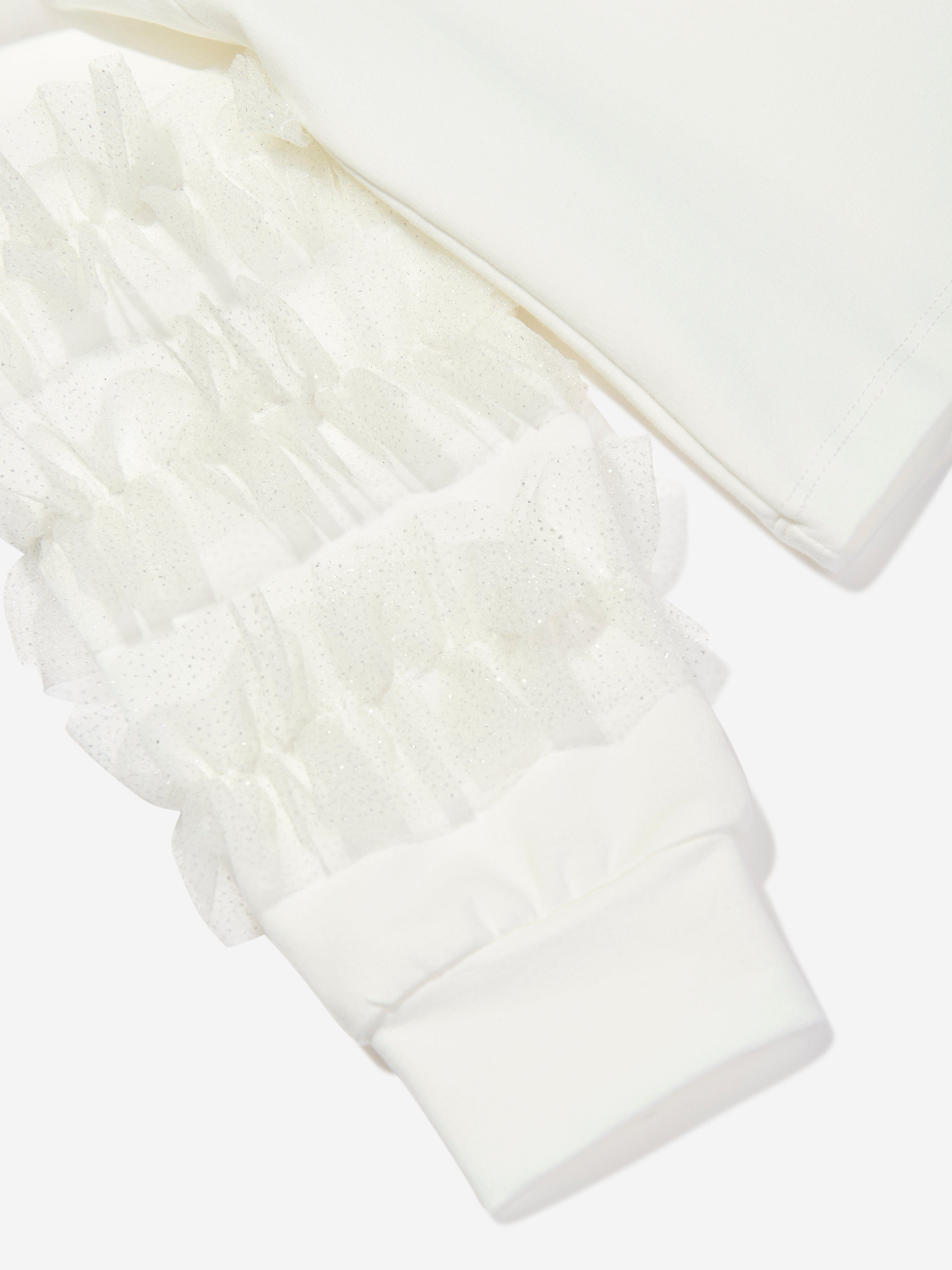 Mama Luma Girls Organza Detailed Sleeve Sweatshirt in White