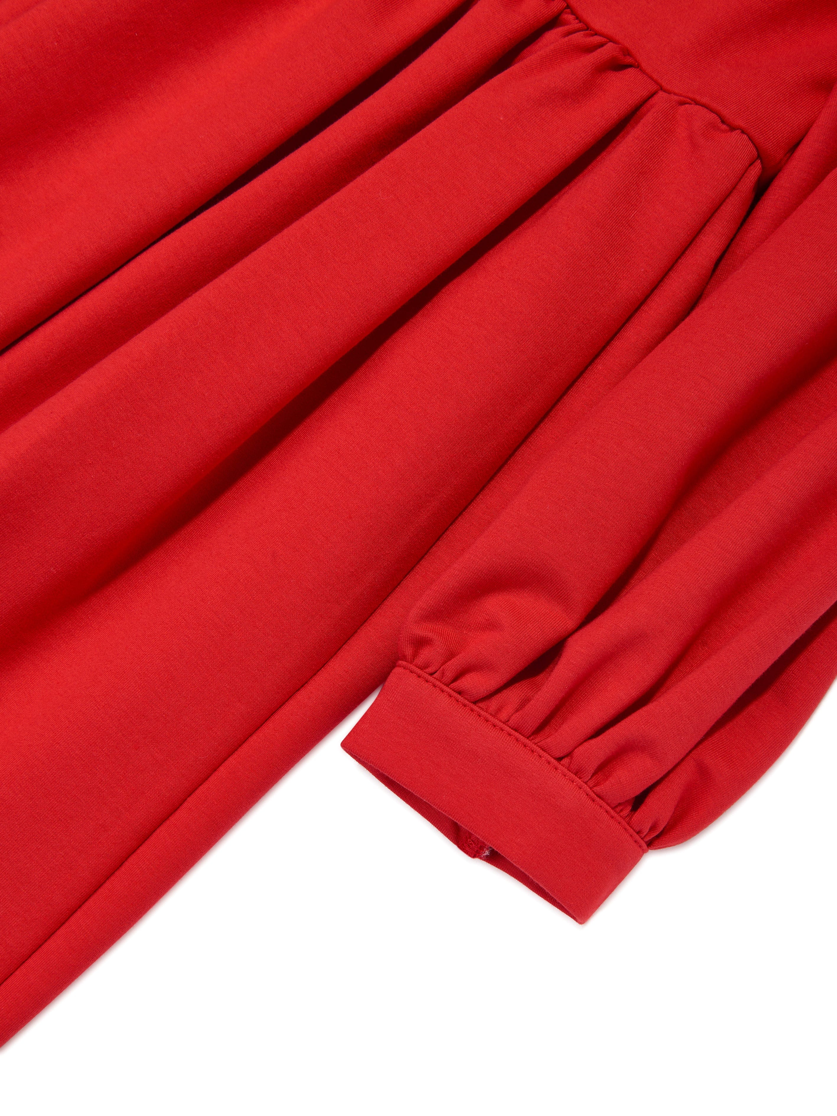 Mama Luma Girls Pleated Bow Dress in Red