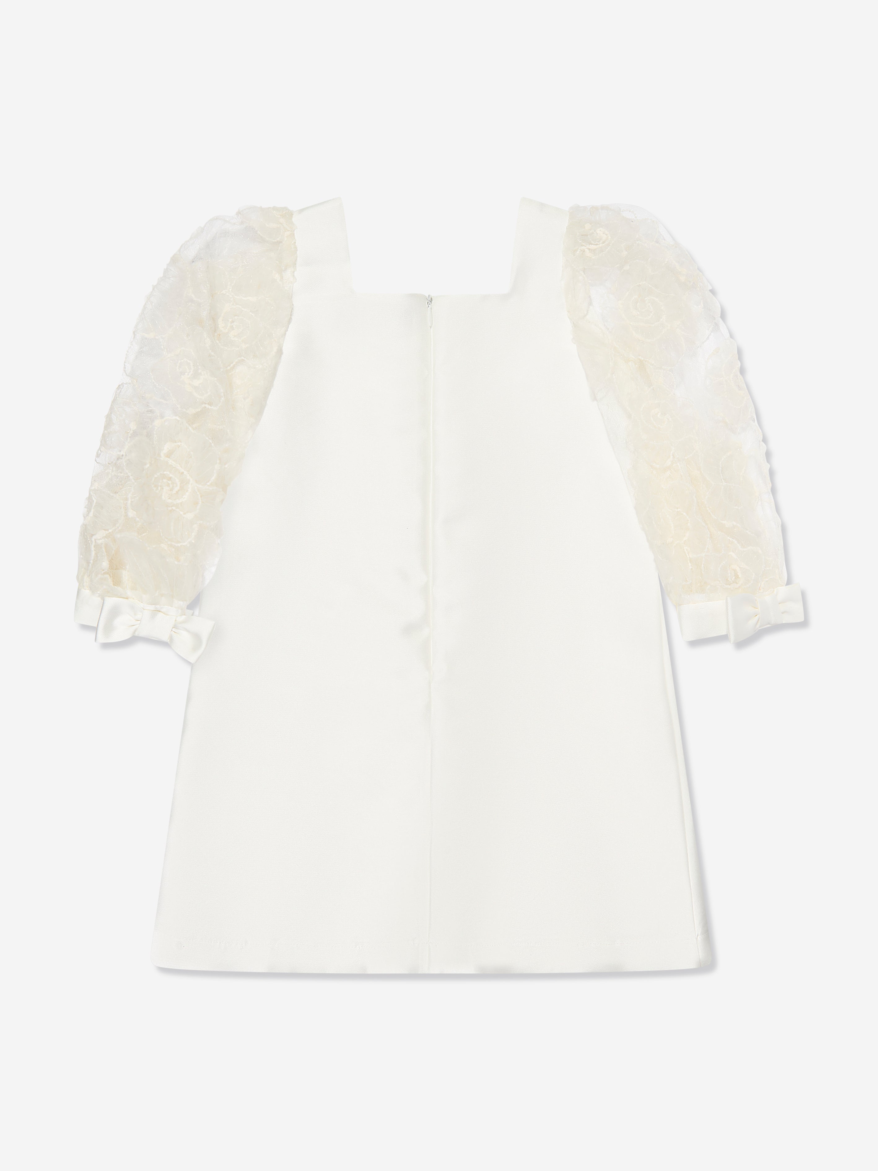 Mama Luma Girls Organza Flower Sleeve Dress in White