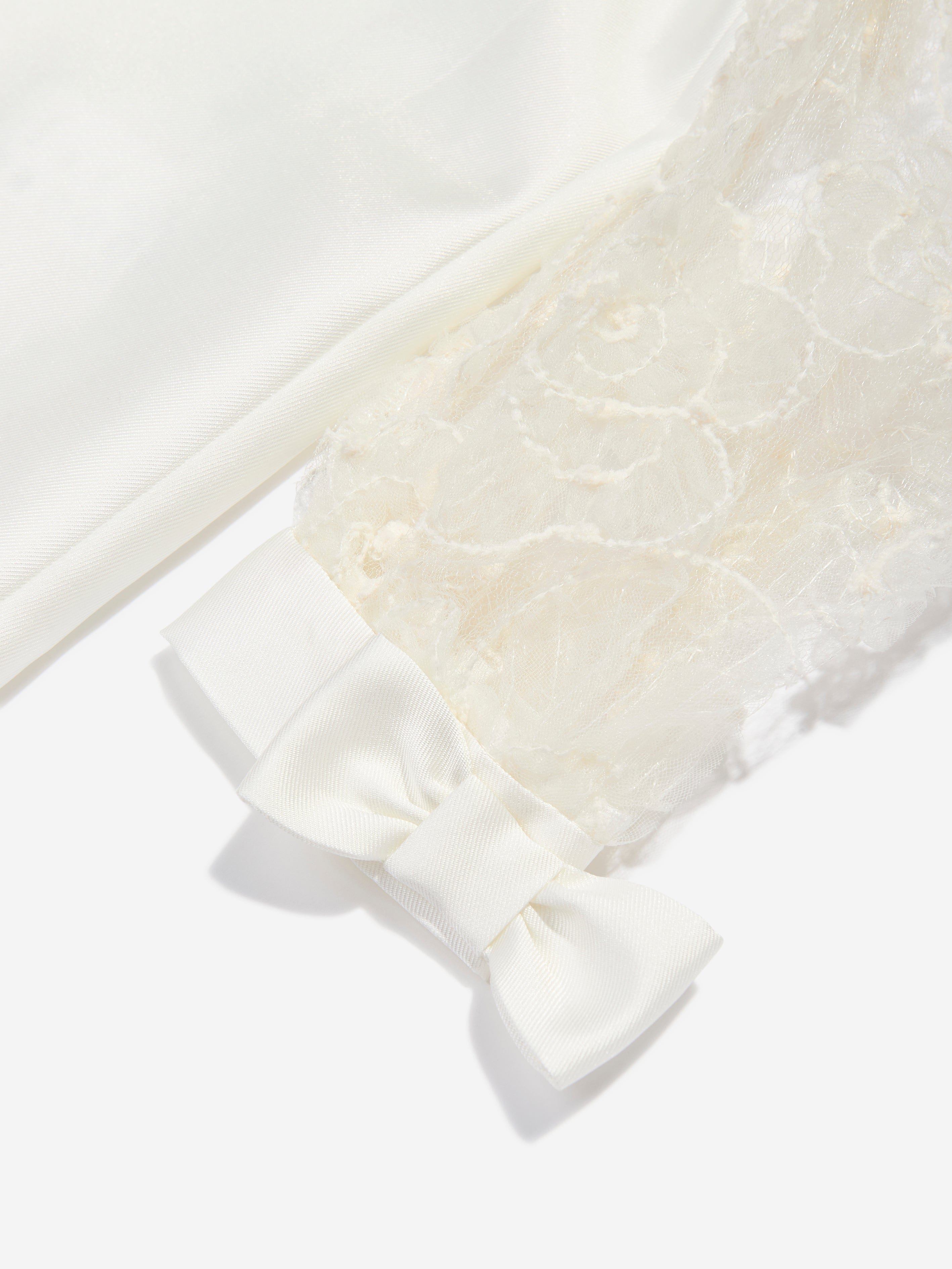Mama Luma Girls Organza Flower Sleeve Dress in White