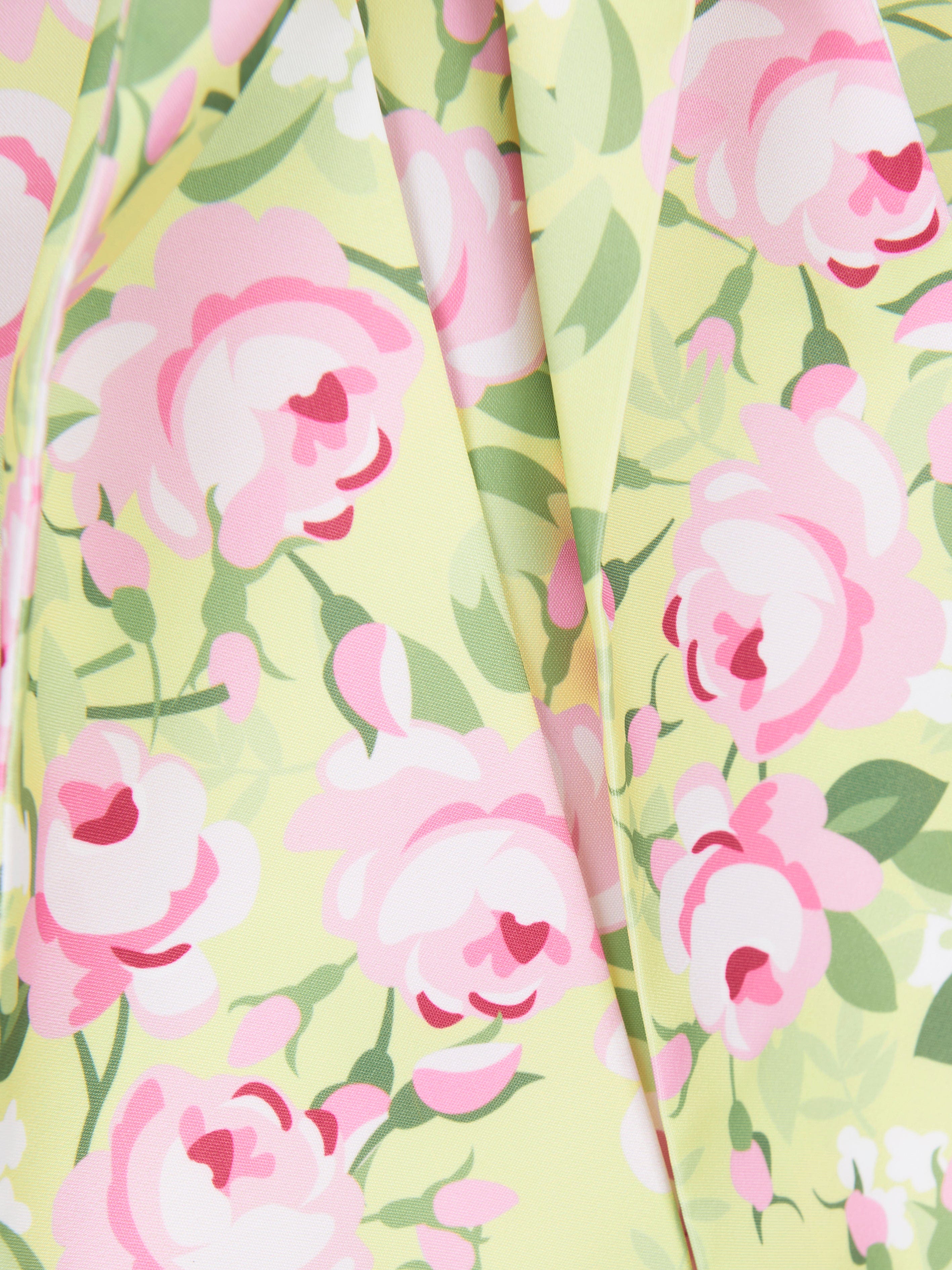 Mama Luma Girls Flower Print Dress With Belt in Yellow