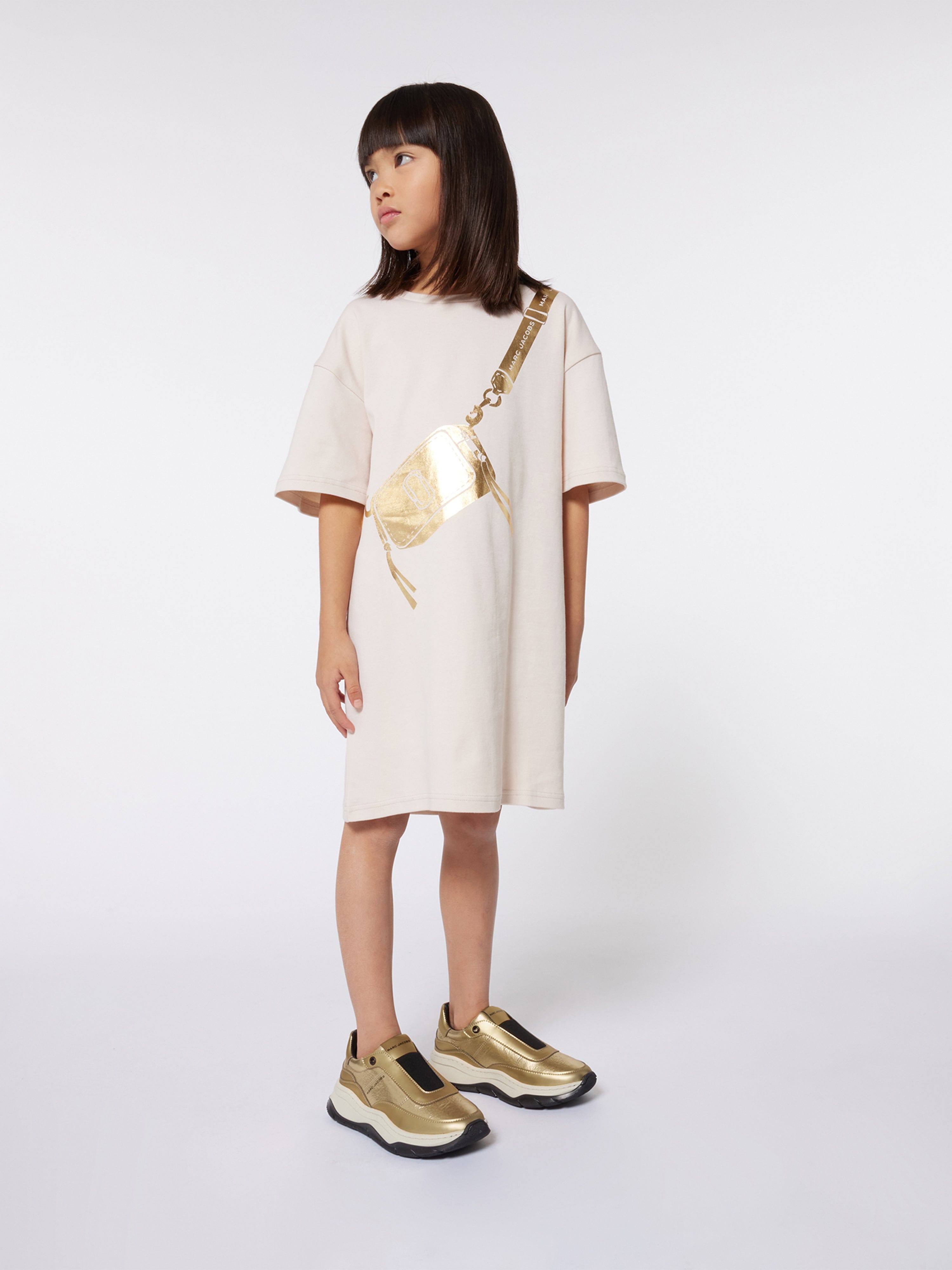 MARC JACOBS Girls Snapshot Bag T-Shirt Dress in Ivory