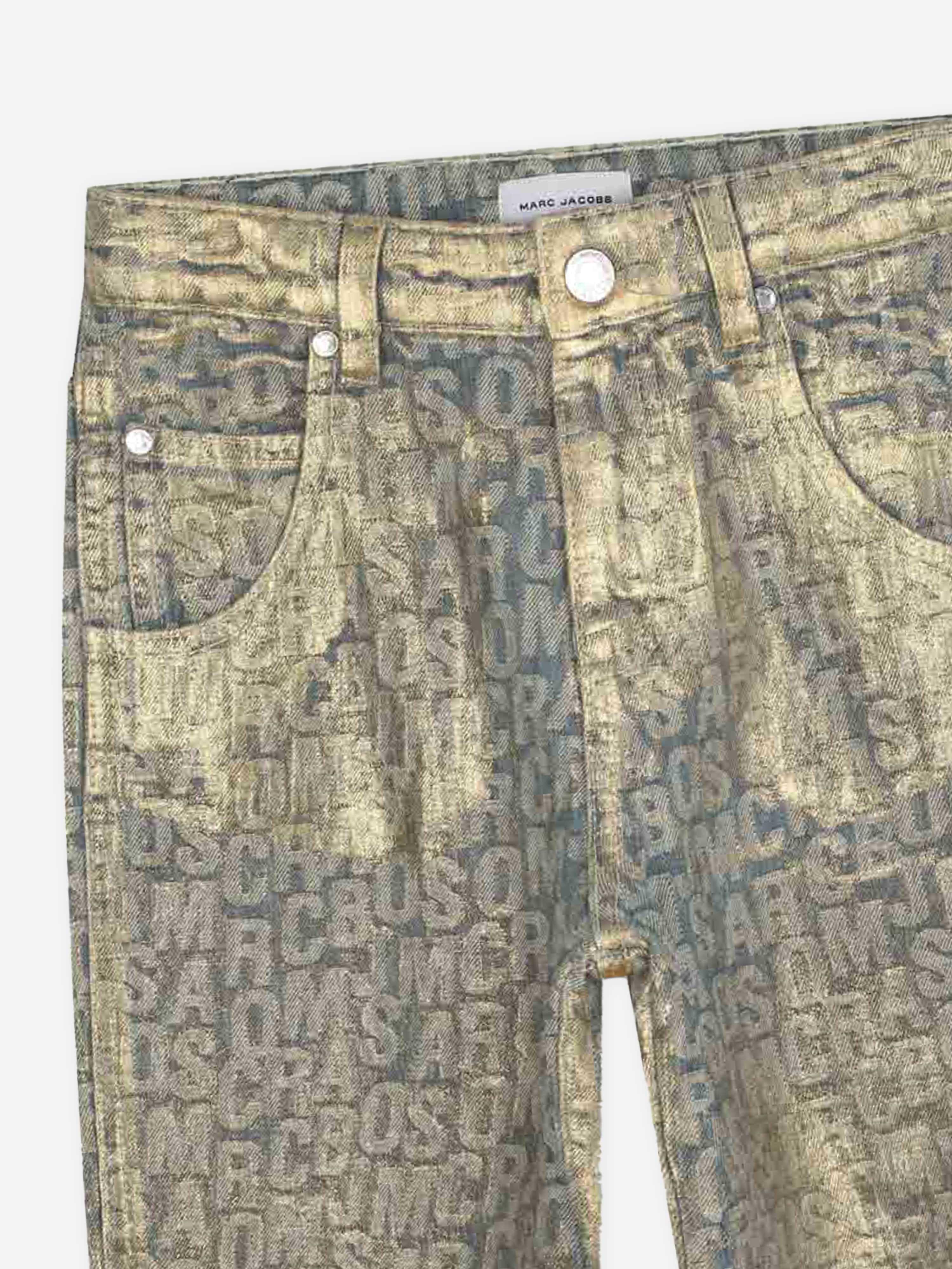 MARC JACOBS Girls Jacquard Logo Jeans in Gold