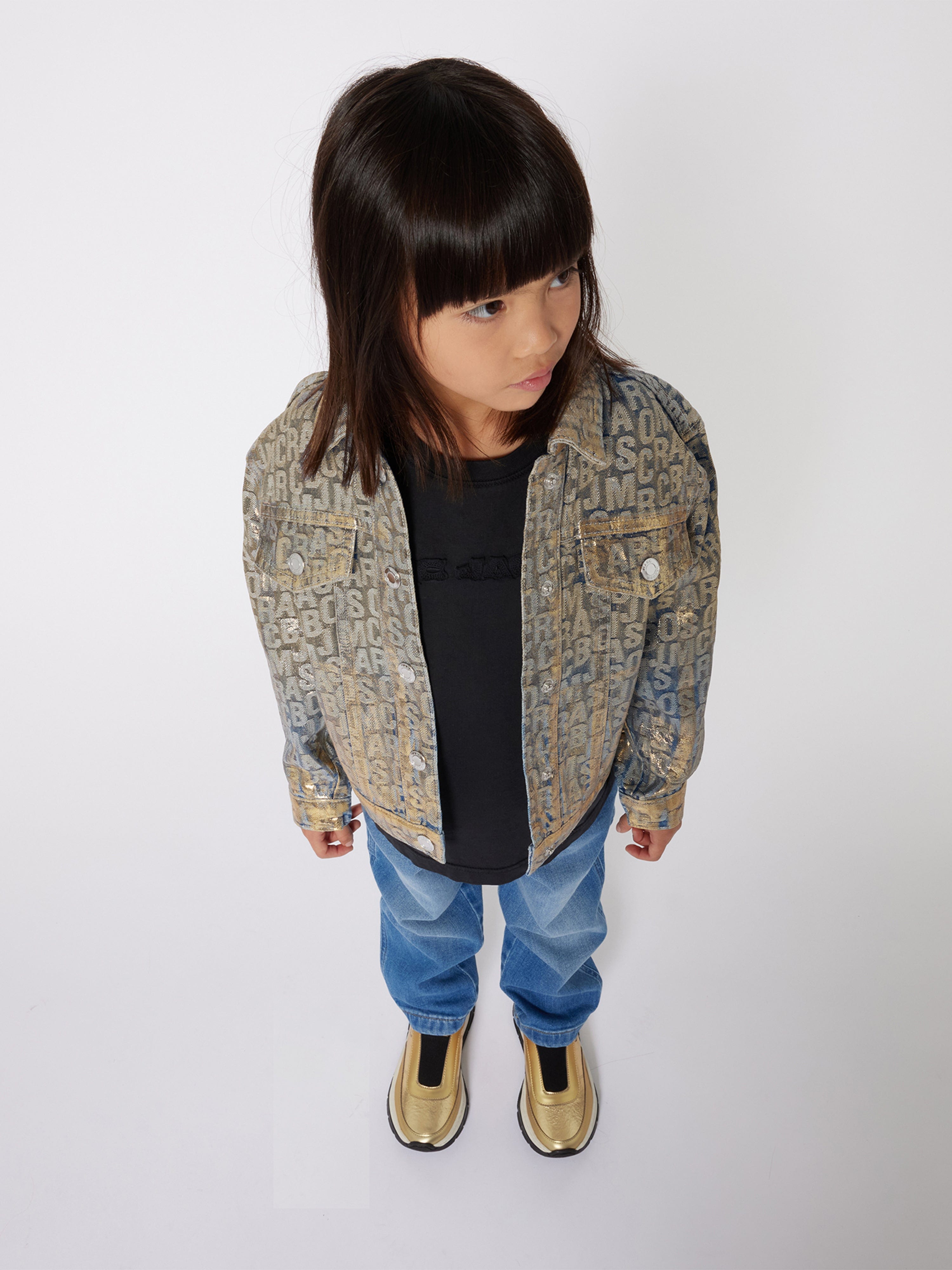 MARC JACOBS Girls Metallic Effect Denim Jacket in Gold