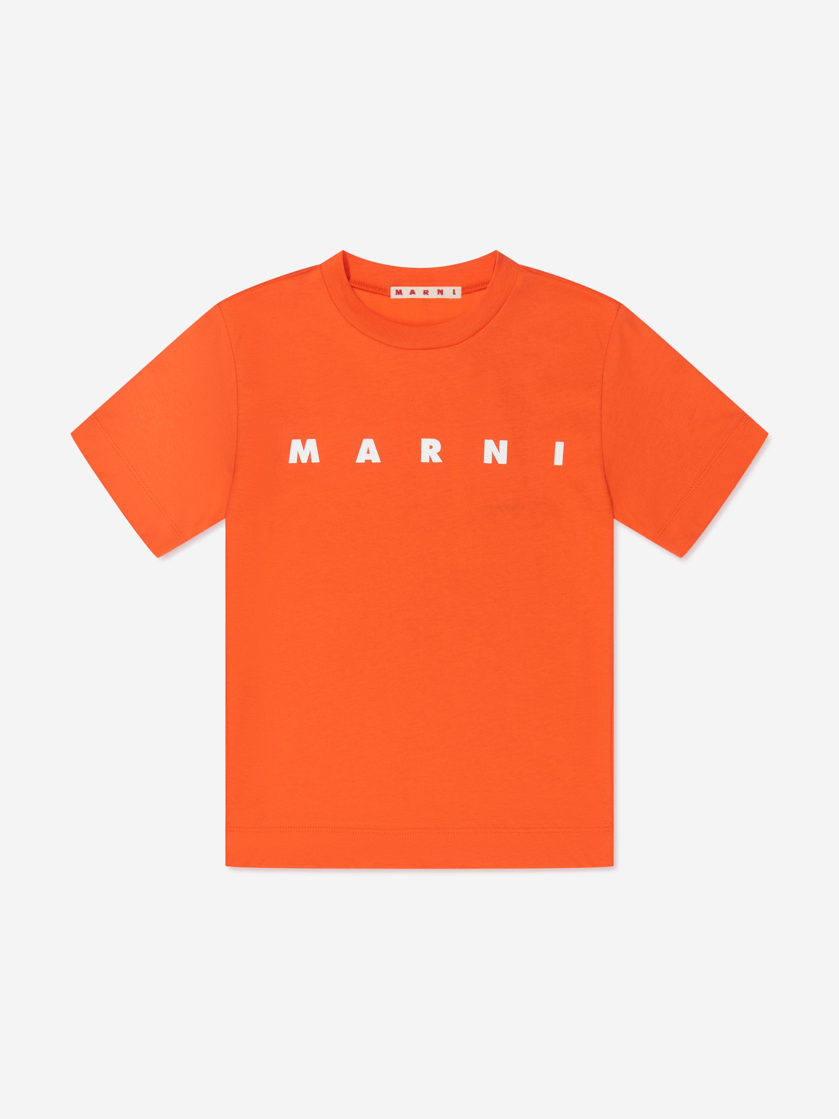 MARNI Kids Logo Print T-Shirt in Orange