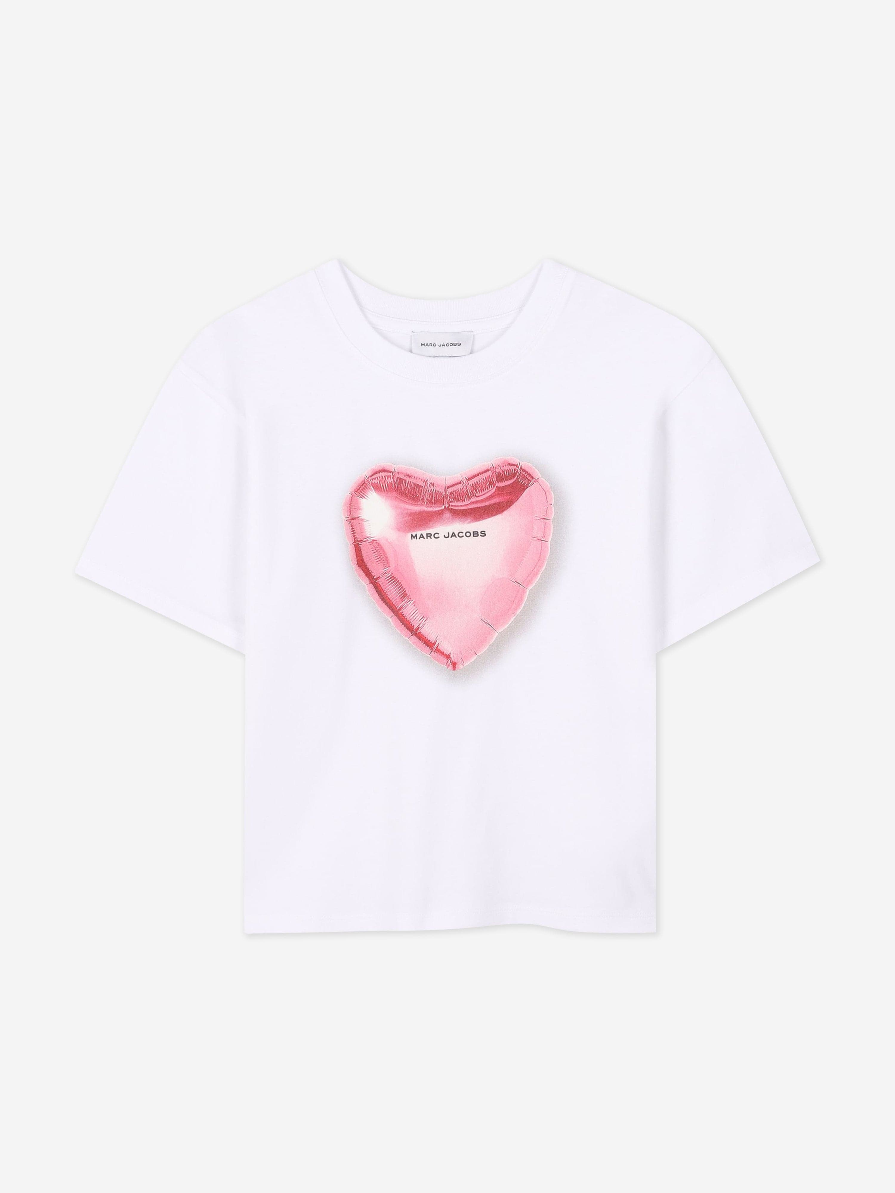 Girls Charm Heart Print T-Shirt in White