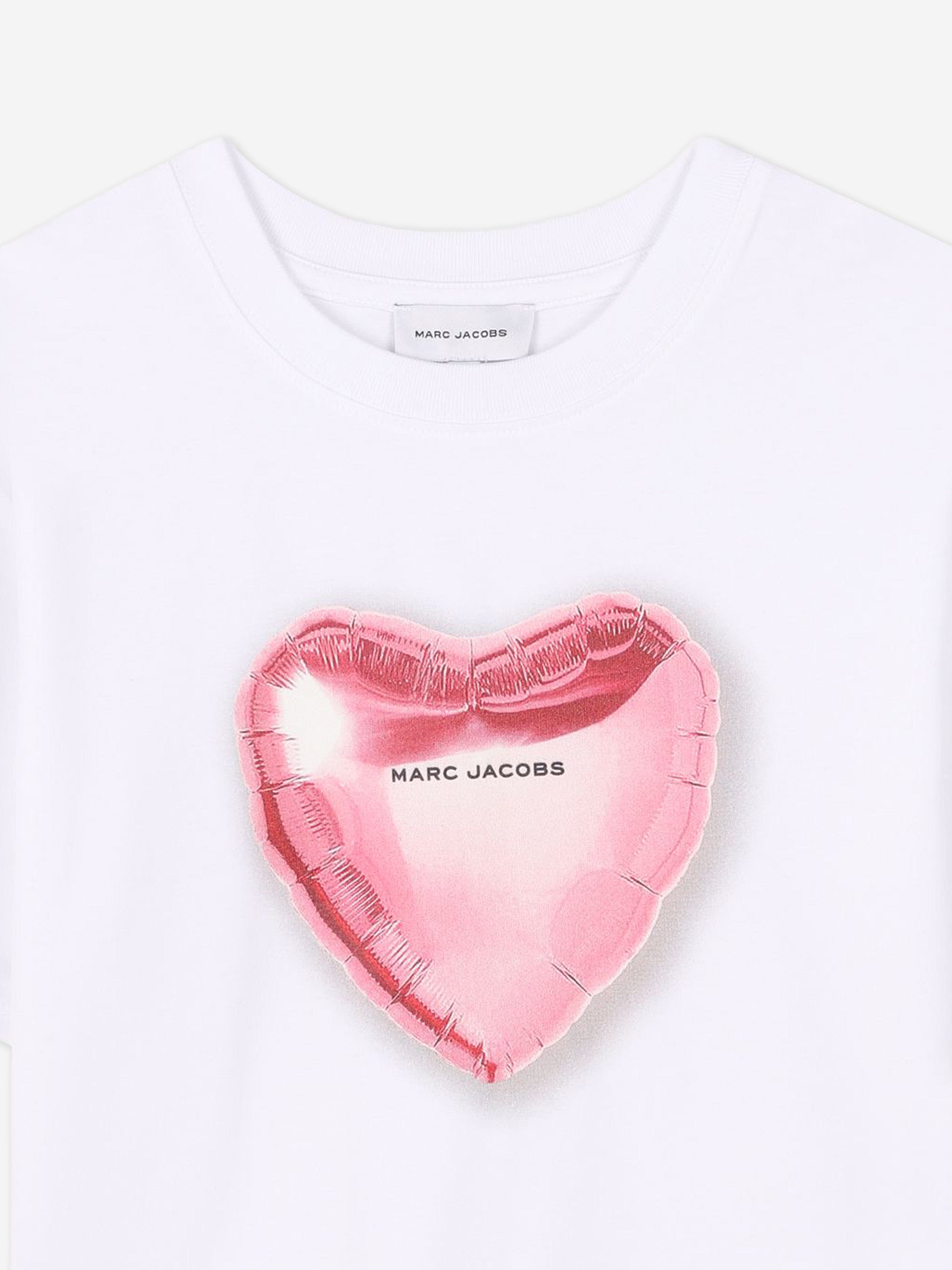 Girls Charm Heart Print T-Shirt in White