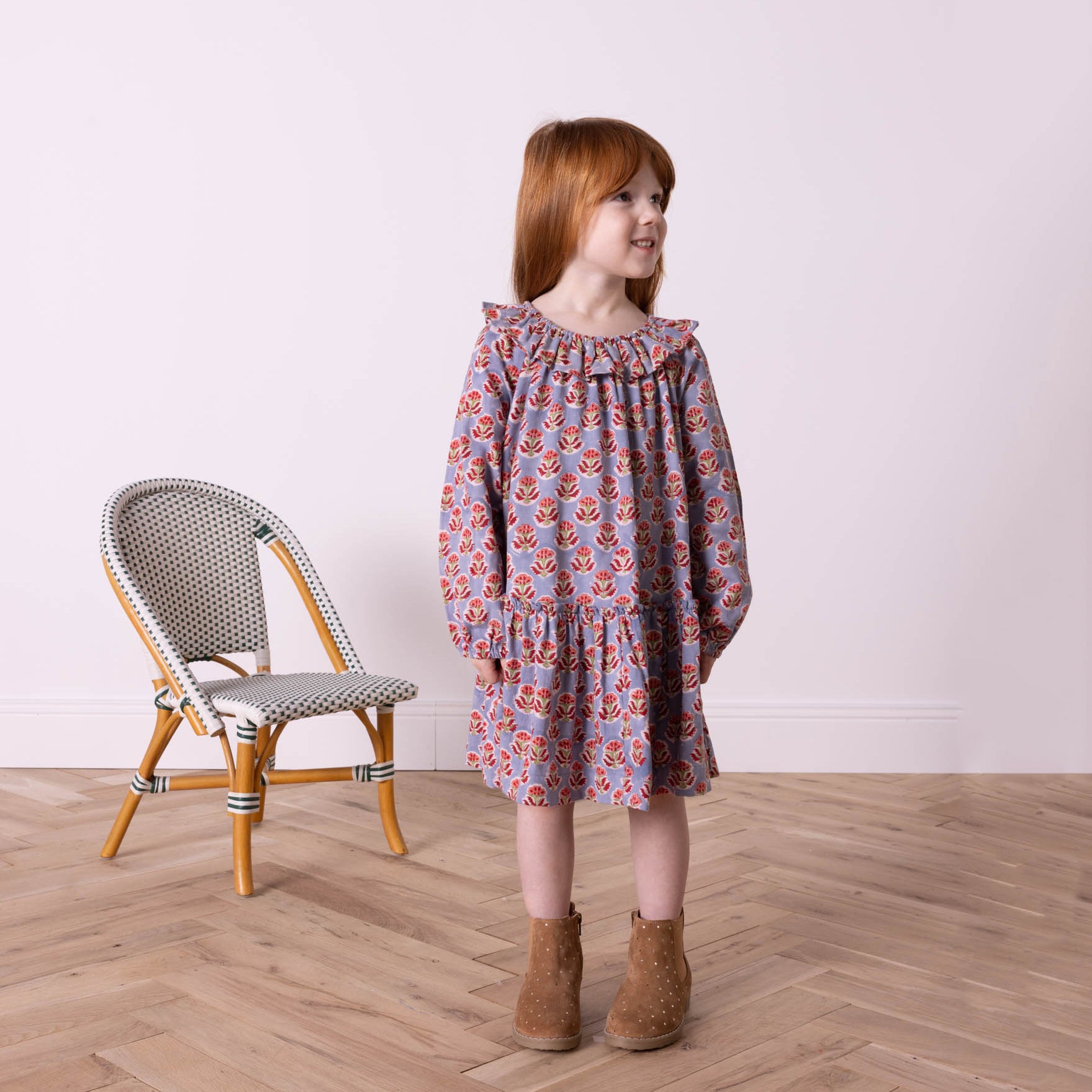 Girls Purple Flower Cotton Dress