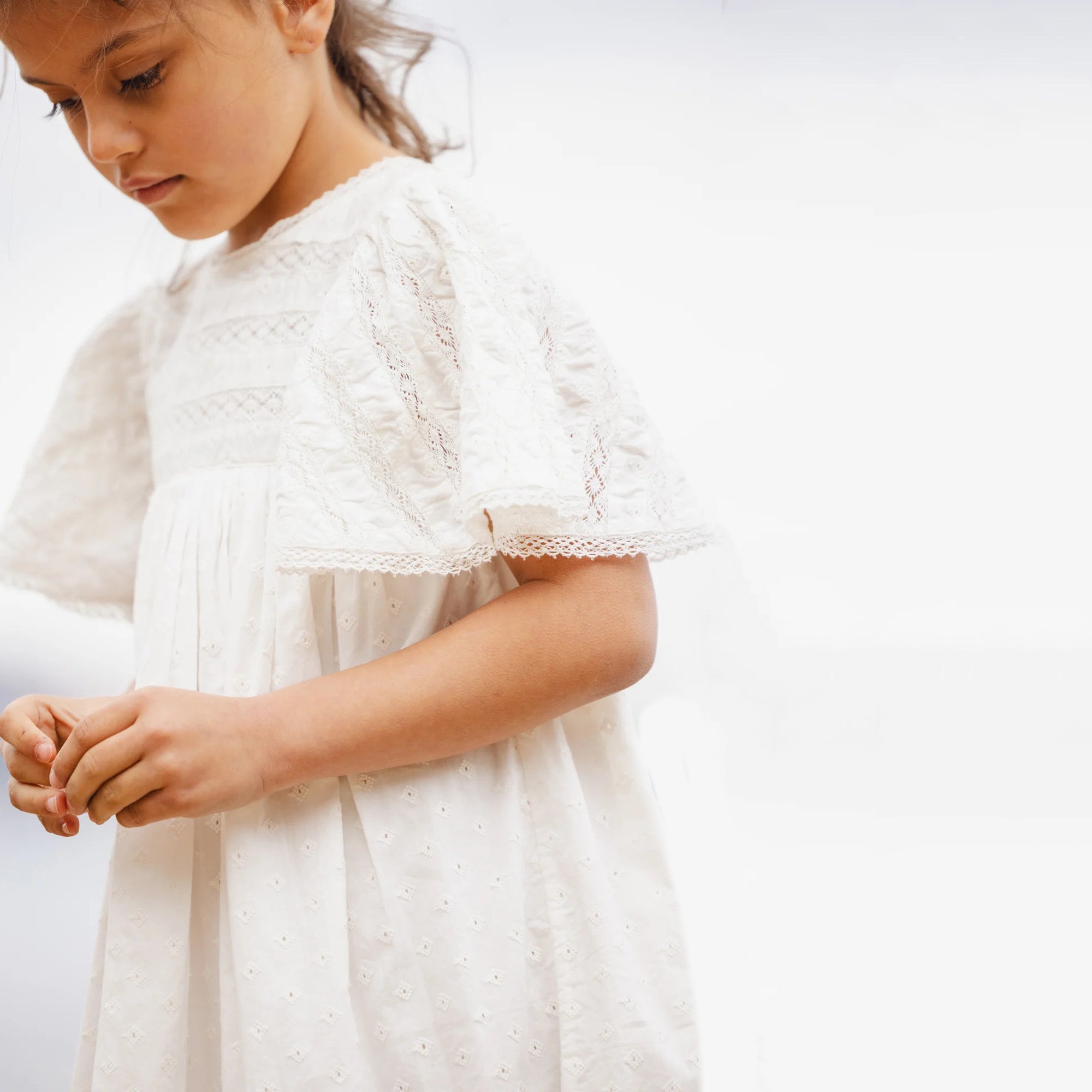Girls White Cotton Dress