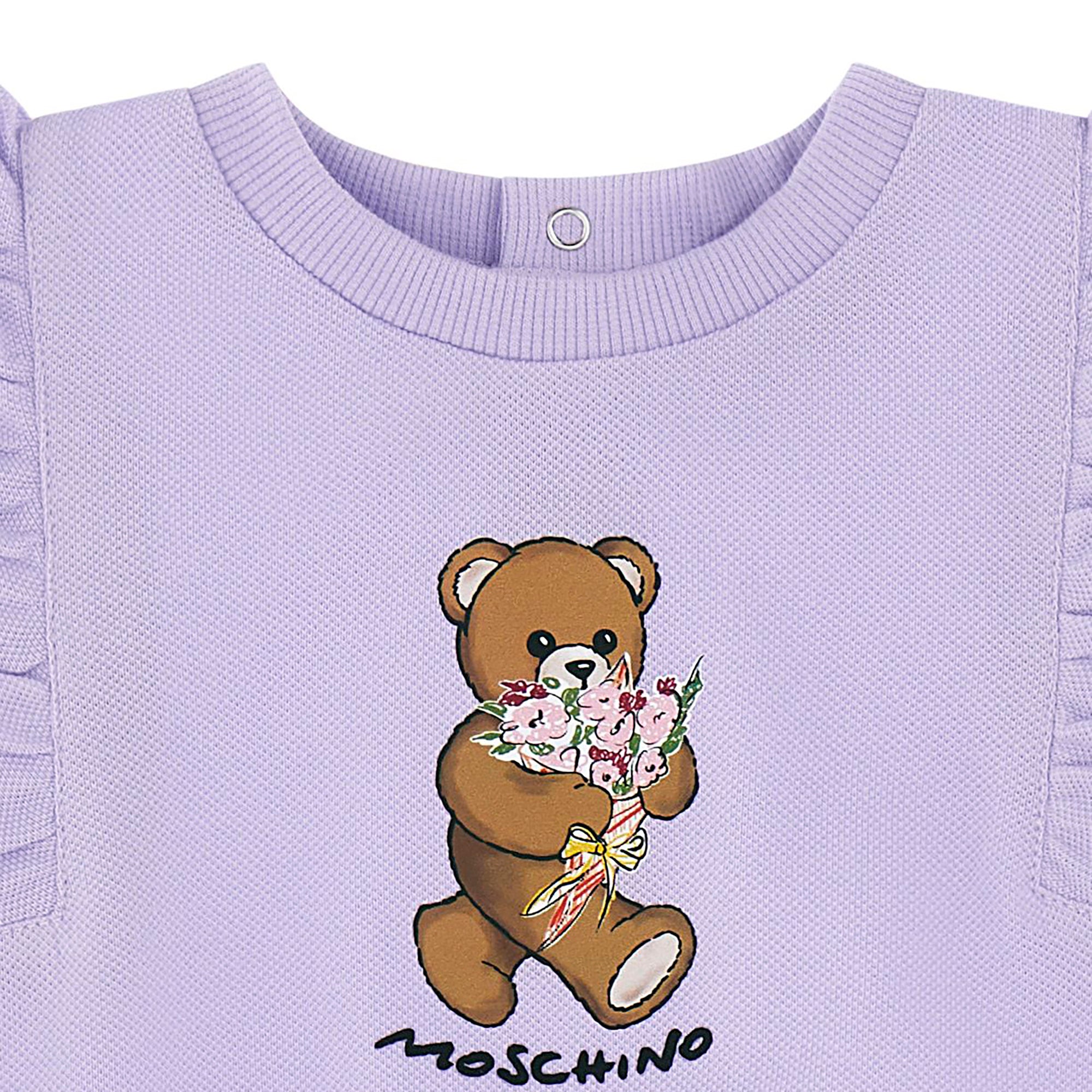Baby Girls Lilac Bear Printed Cotton Dress