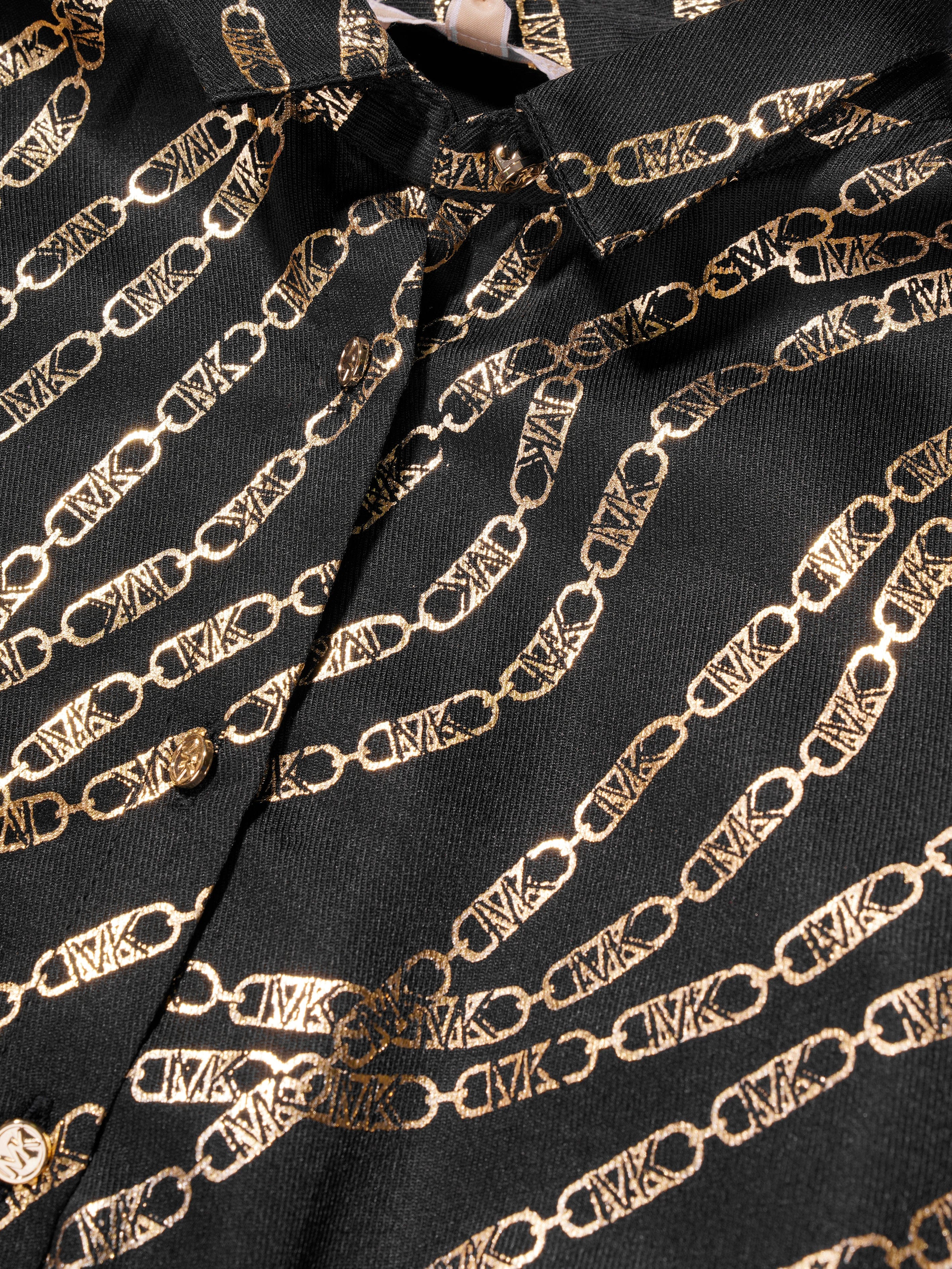 Michael Kors Girls Chain Logo Shirt Dress in Black