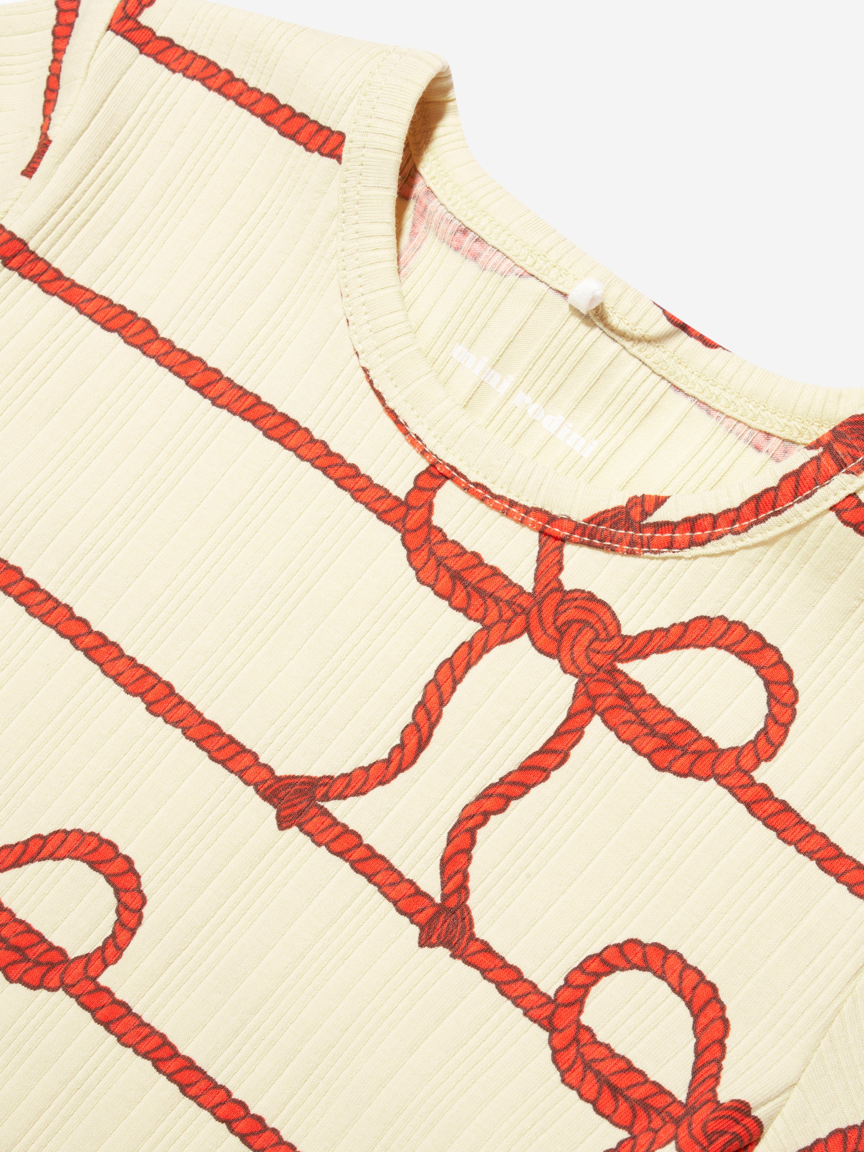 Mini Rodini Girls Rope Print T-Shirt in Yellow