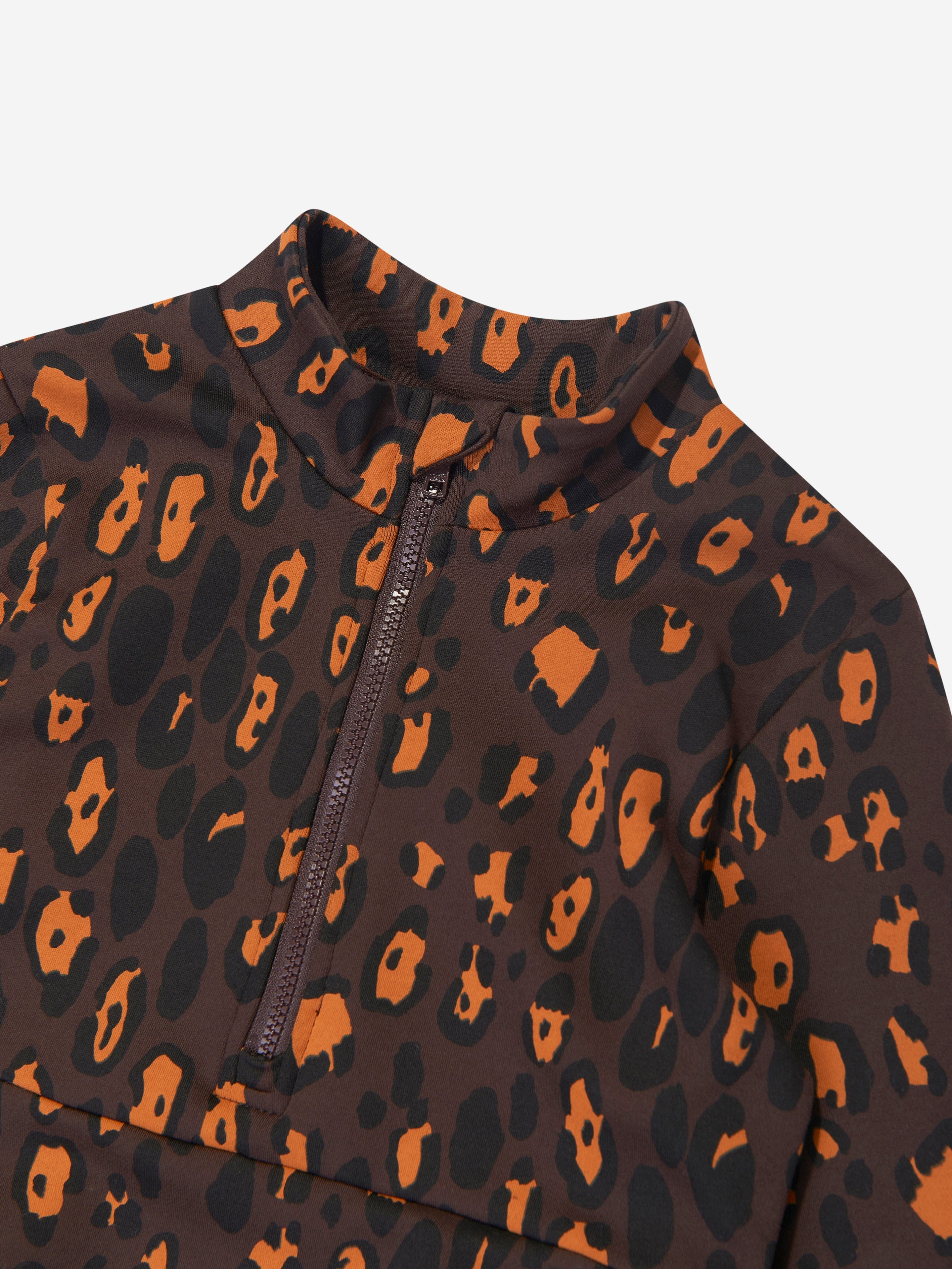 Mini Rodini Girls Leopard Print Dress in Brown