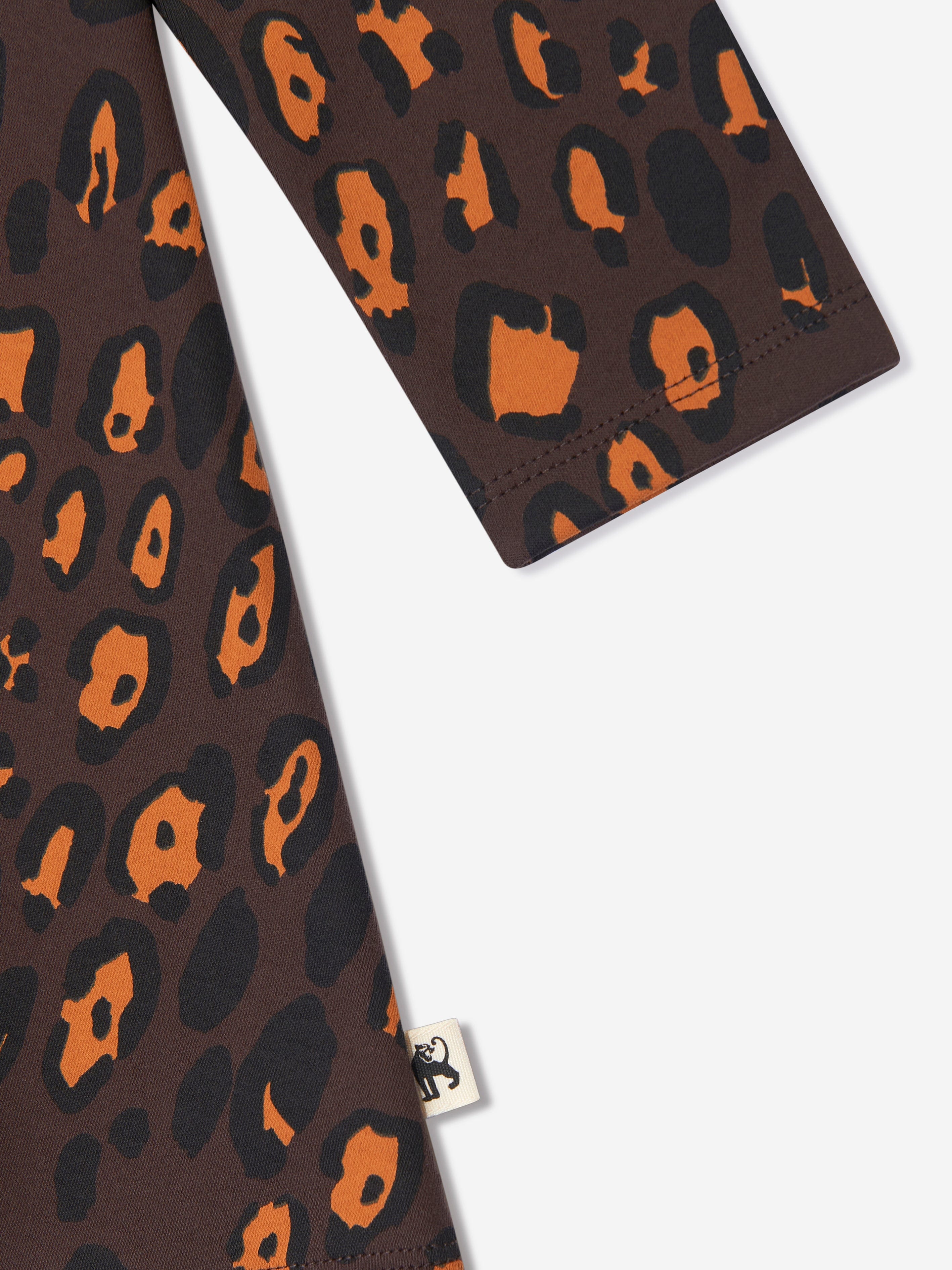 Mini Rodini Girls Leopard Print Dress in Brown