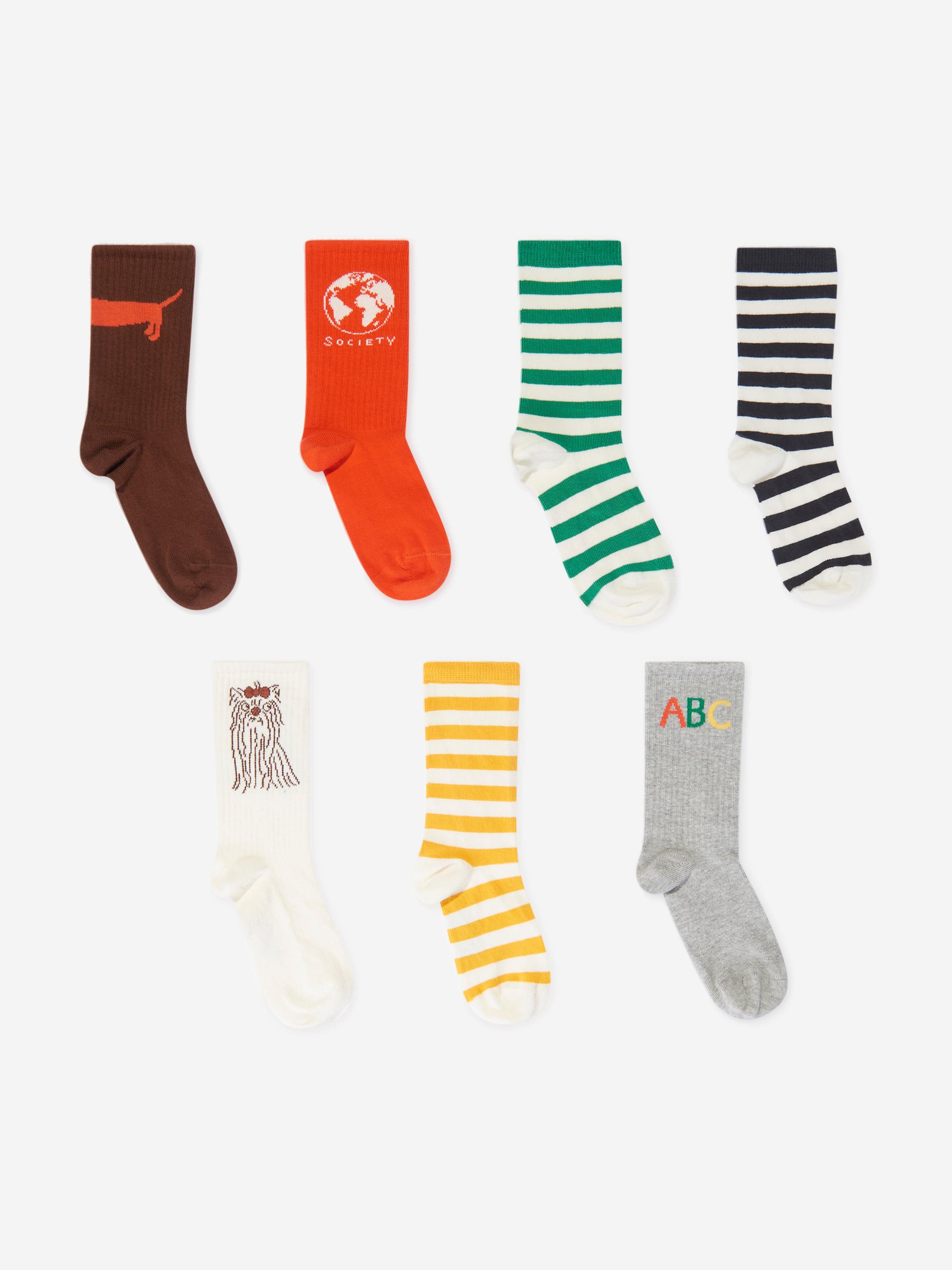 Mini Rodini Kids Society 7 Pack Socks Set in Multicolour